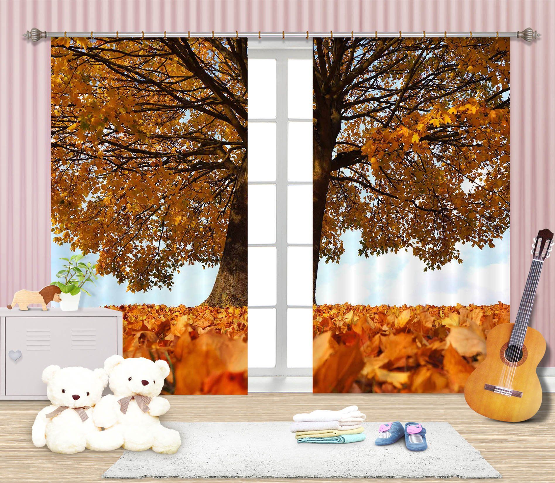 3D Autumn Leaves 826 Curtains Drapes Wallpaper AJ Wallpaper