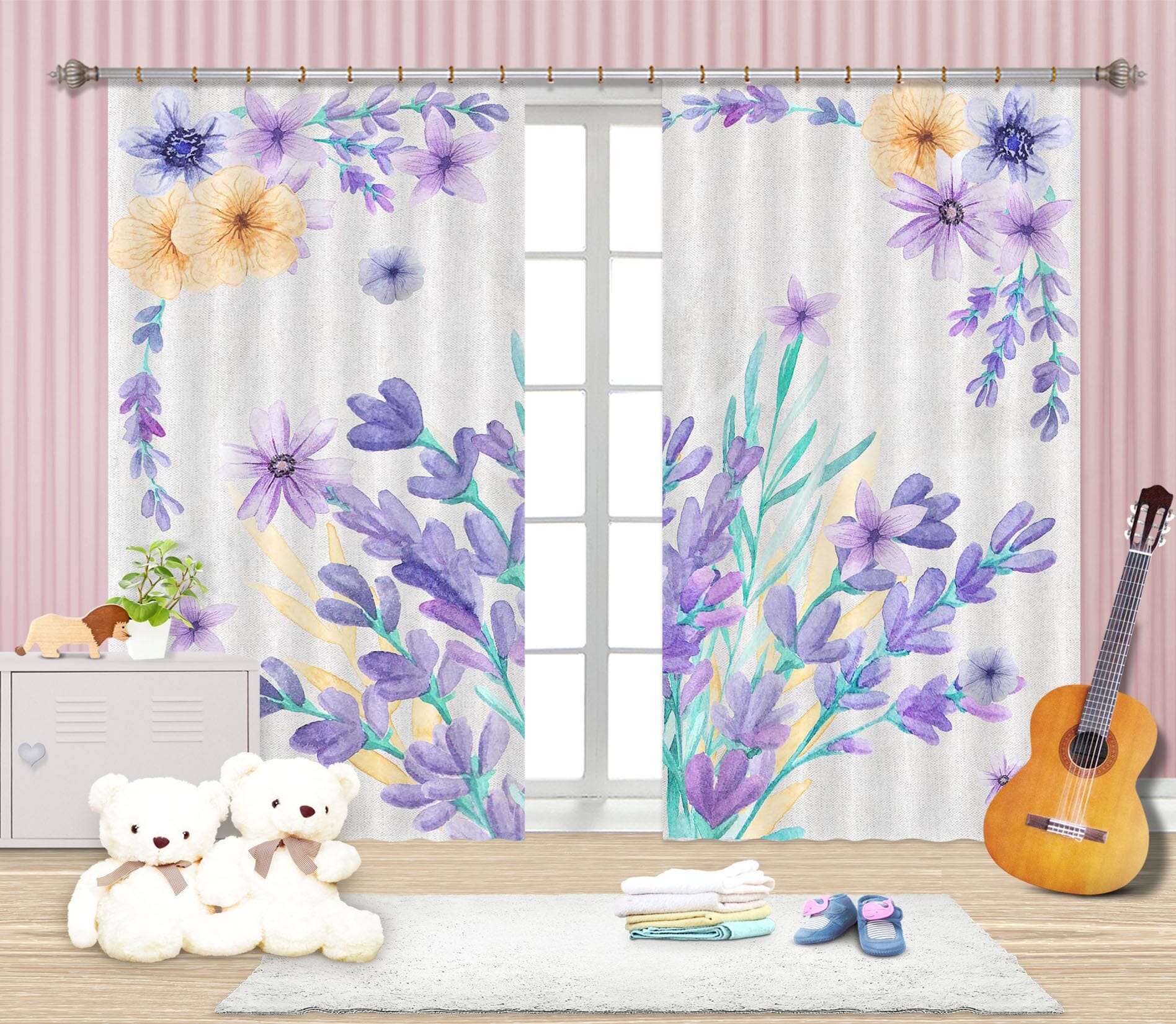 3D Purple Flowers 137 Curtains Drapes Wallpaper AJ Wallpaper