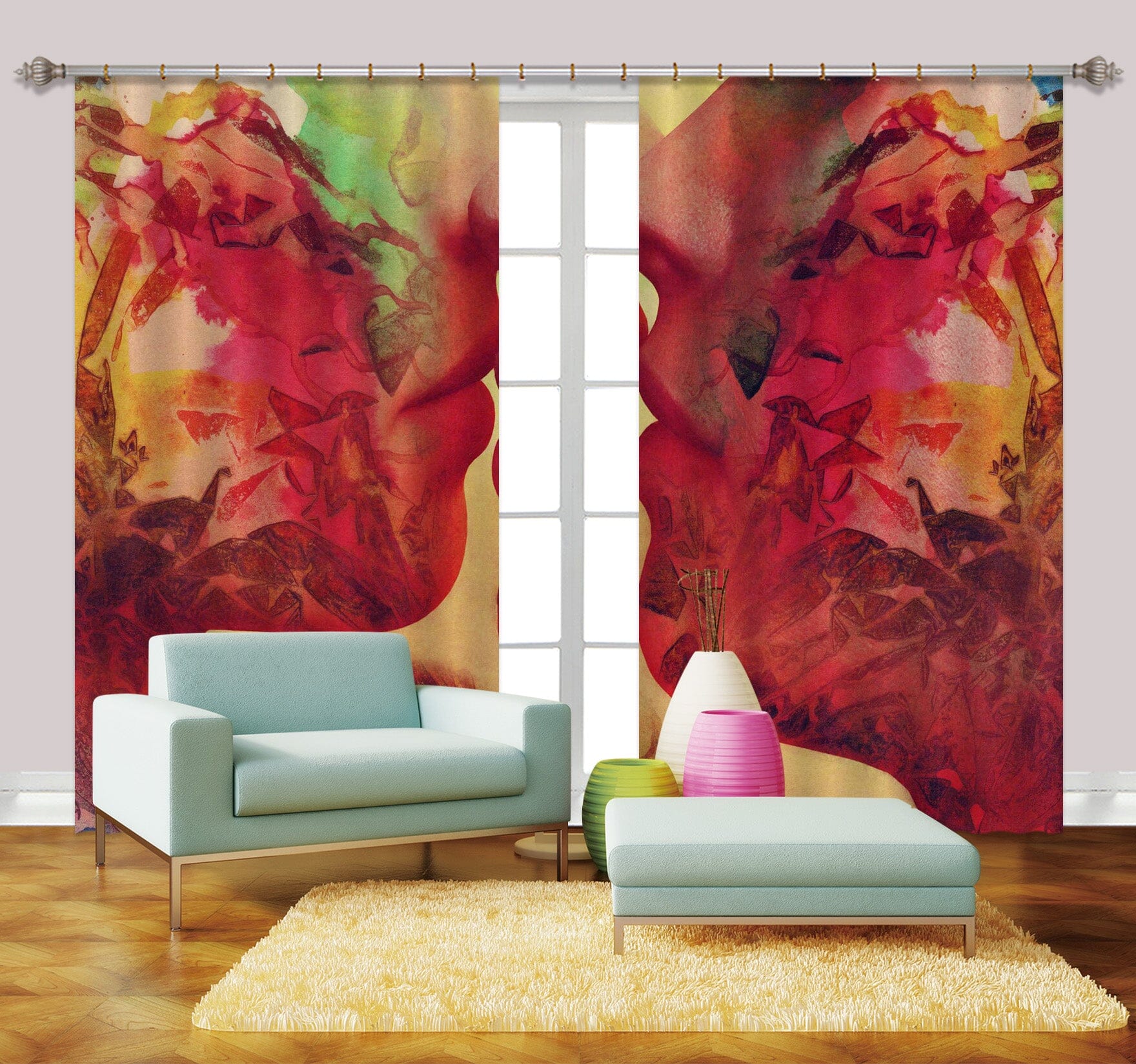 3D Graffiti Love 043 Marco Cavazzana Curtain Curtains Drapes Curtains AJ Creativity Home