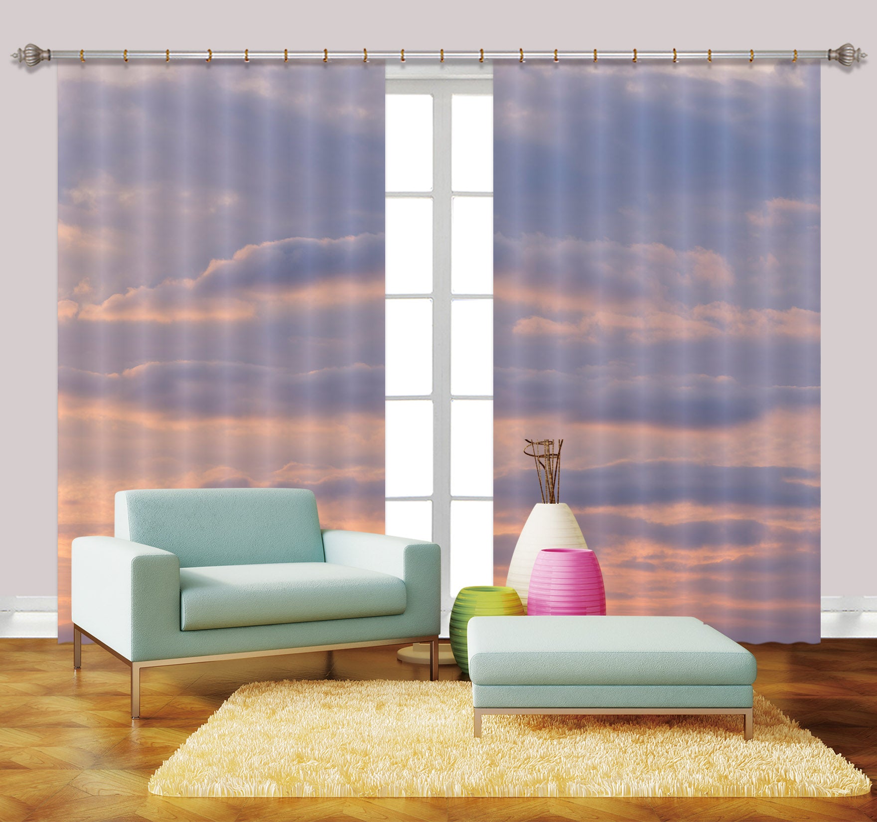 3D Clouds Sky 6405 Assaf Frank Curtain Curtains Drapes