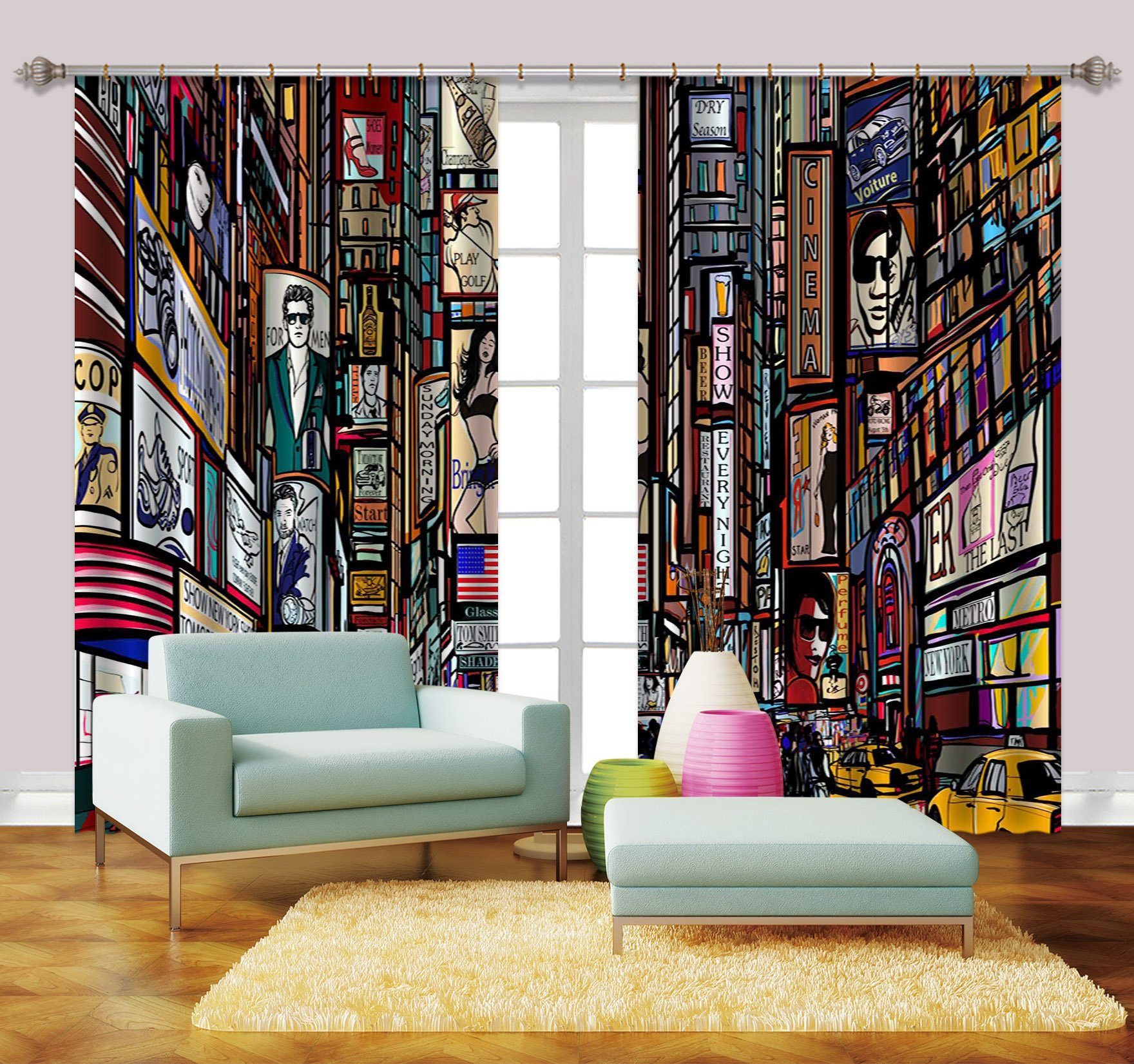 3D City Painting 2236 Curtains Drapes Wallpaper AJ Wallpaper