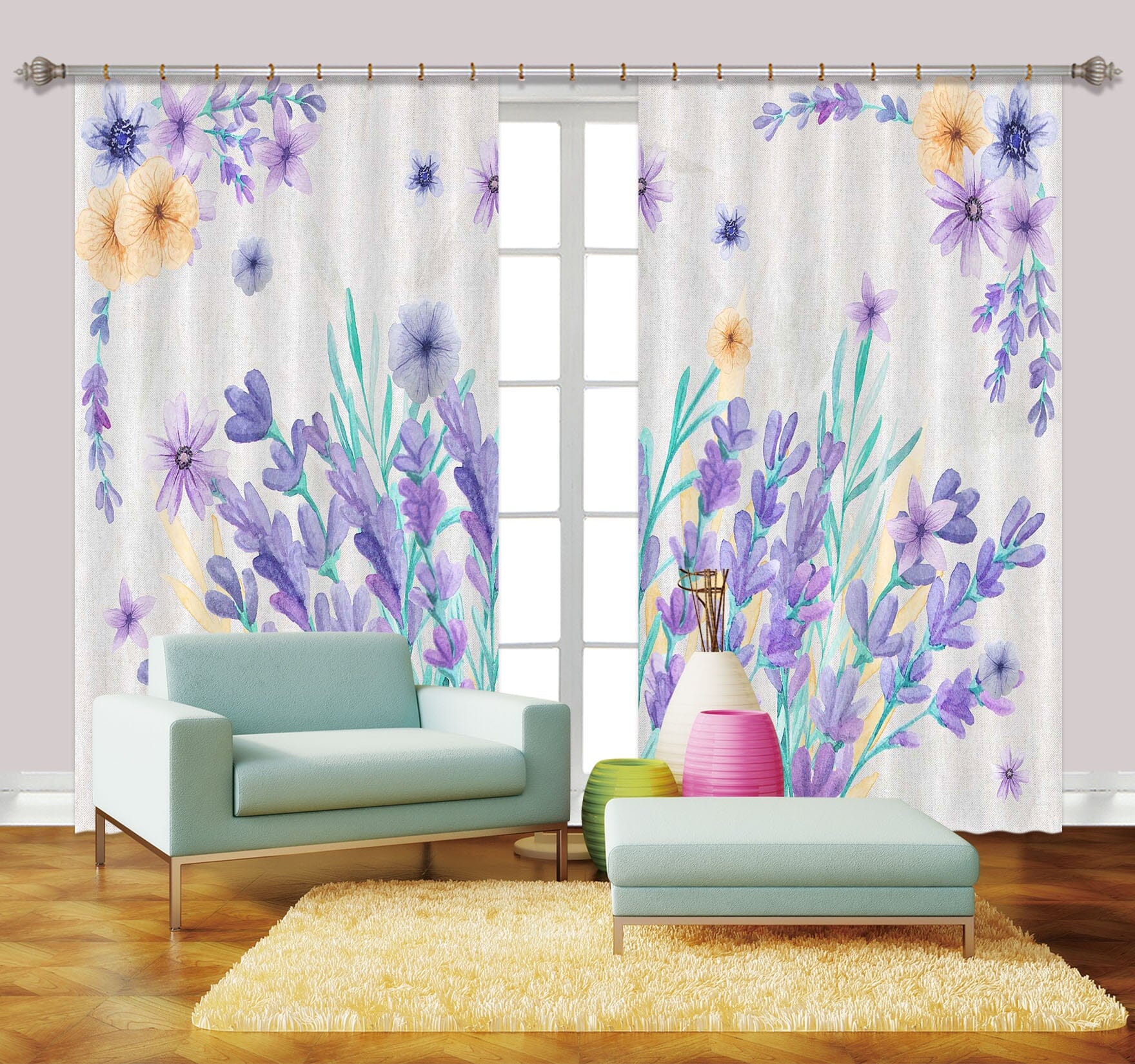 3D Purple Flowers 137 Curtains Drapes Wallpaper AJ Wallpaper