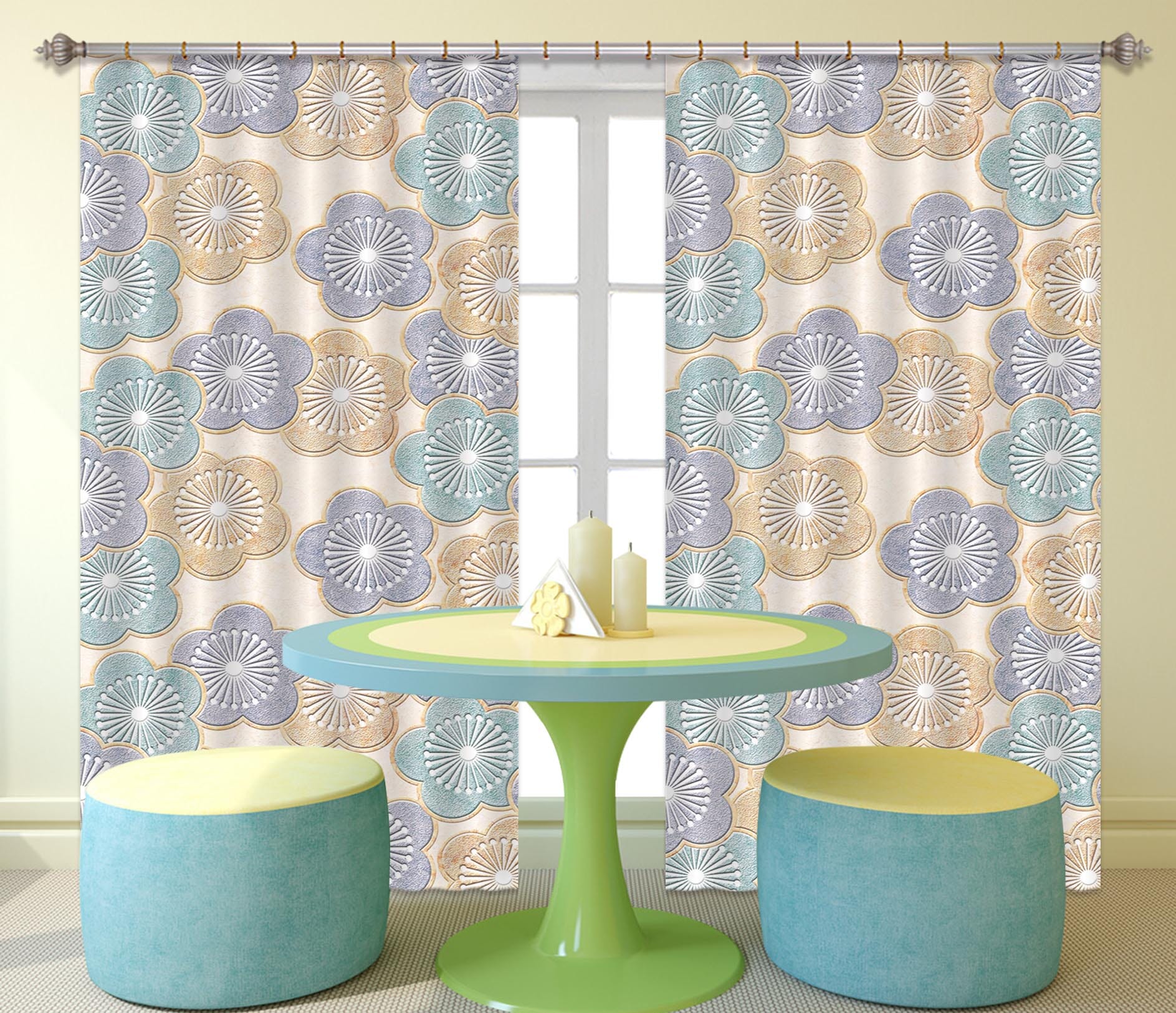 3D Flower Pattern 796 Curtains Drapes Wallpaper AJ Wallpaper