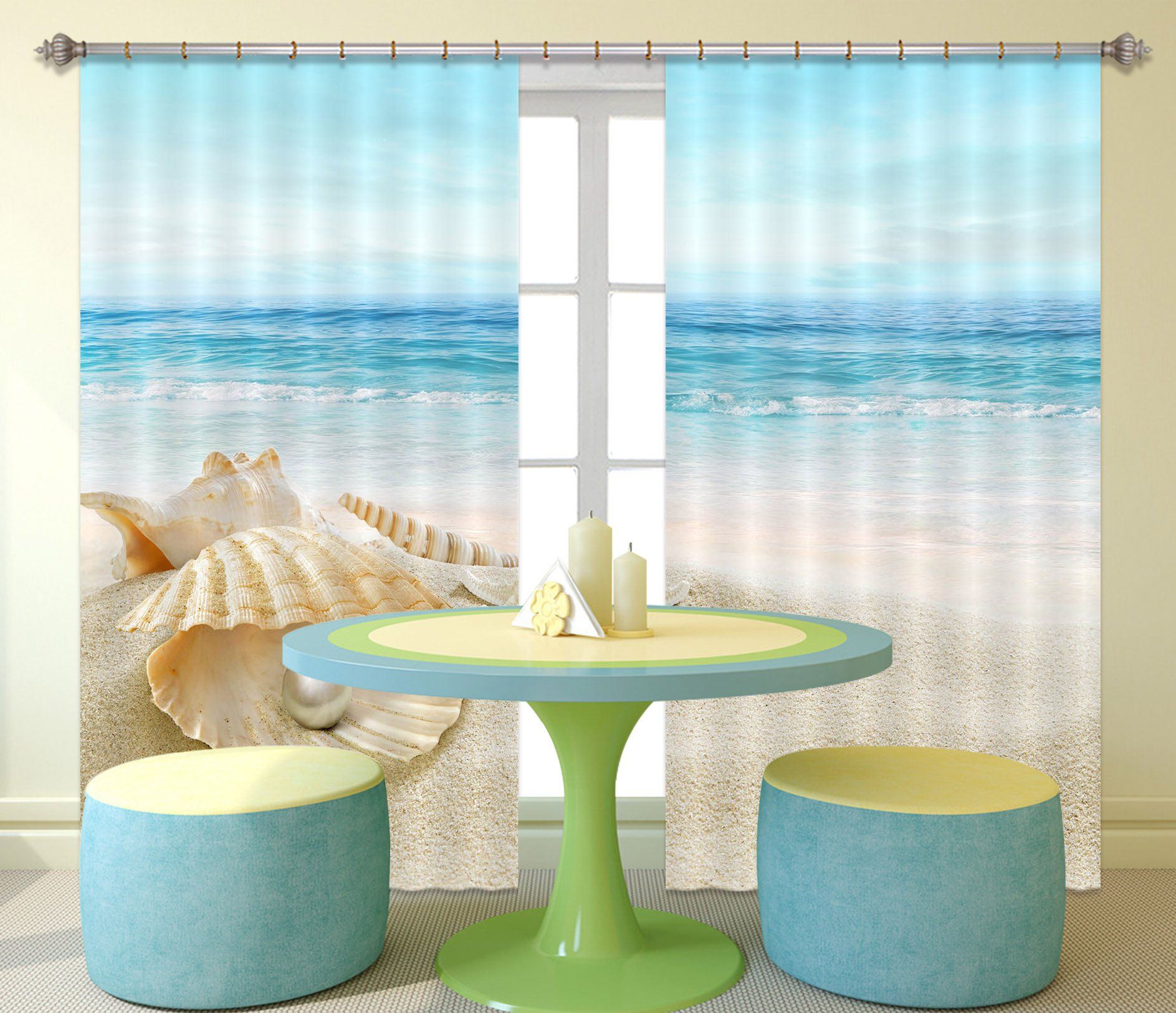 3D Beach Shells 810 Curtains Drapes Wallpaper AJ Wallpaper