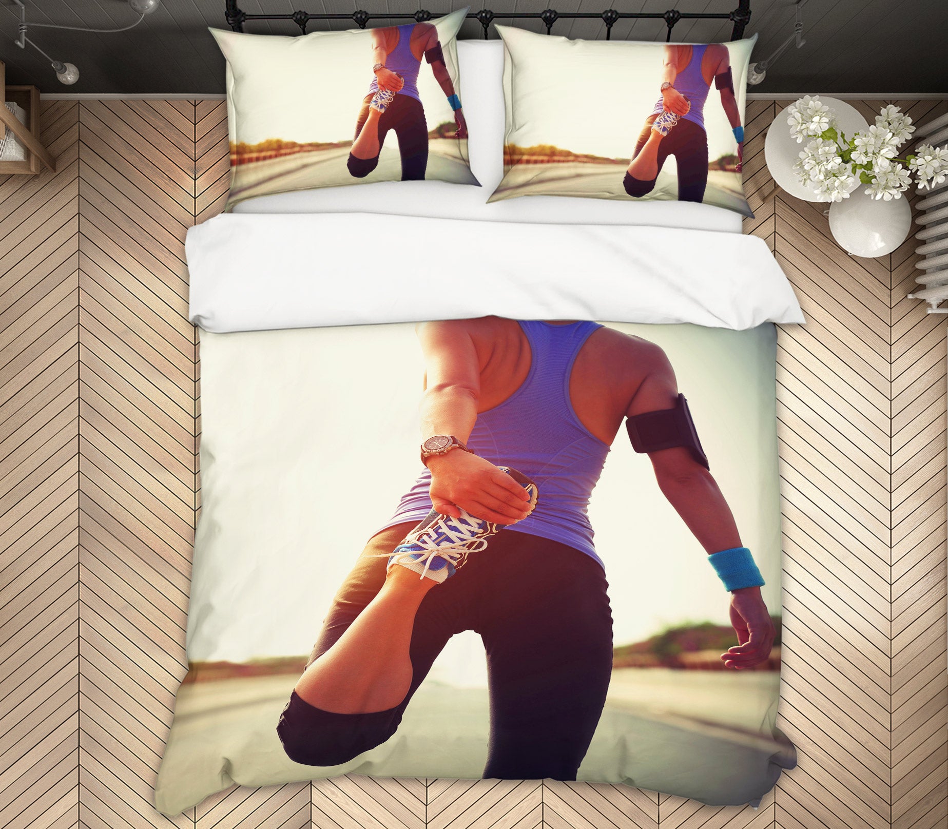 3D Running Fitness 14139 Bed Pillowcases Quilt