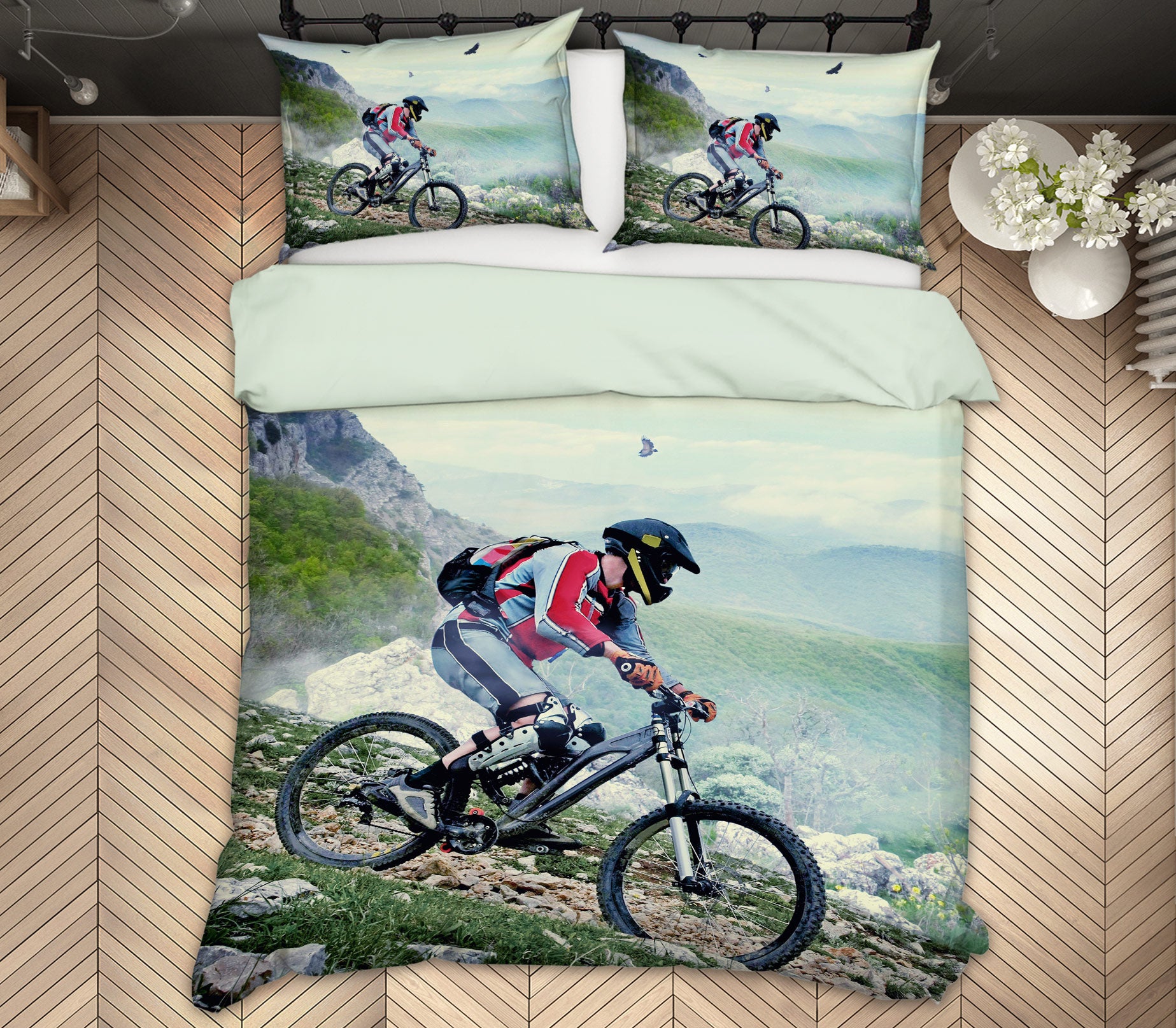 3D Mountain Biking 14110 Bed Pillowcases Quilt