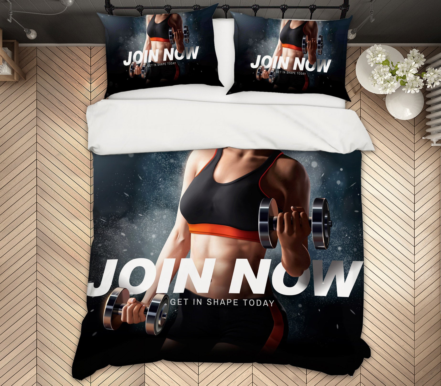 3D Lift Dumbbells 14179 Bed Pillowcases Quilt