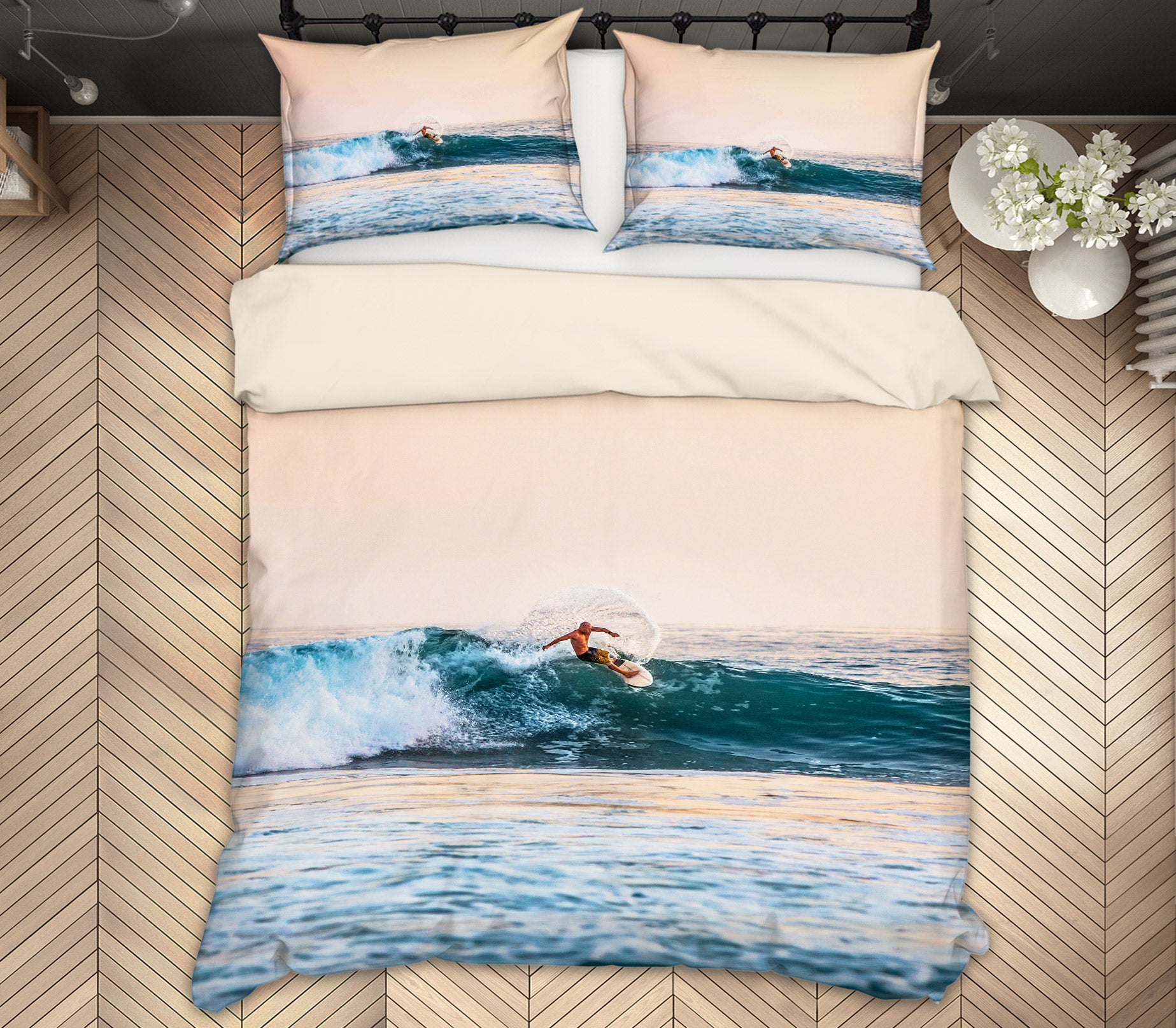 3D Surfing At Sea 14089 Bed Pillowcases Quilt