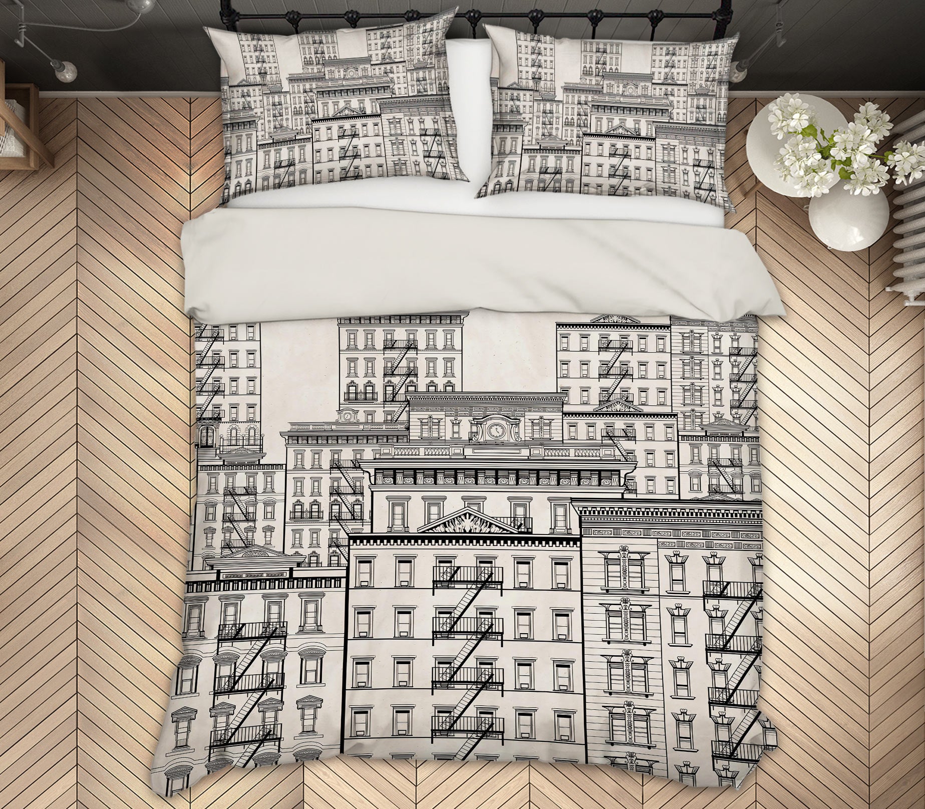 3D Building 13096 Bed Pillowcases Quilt