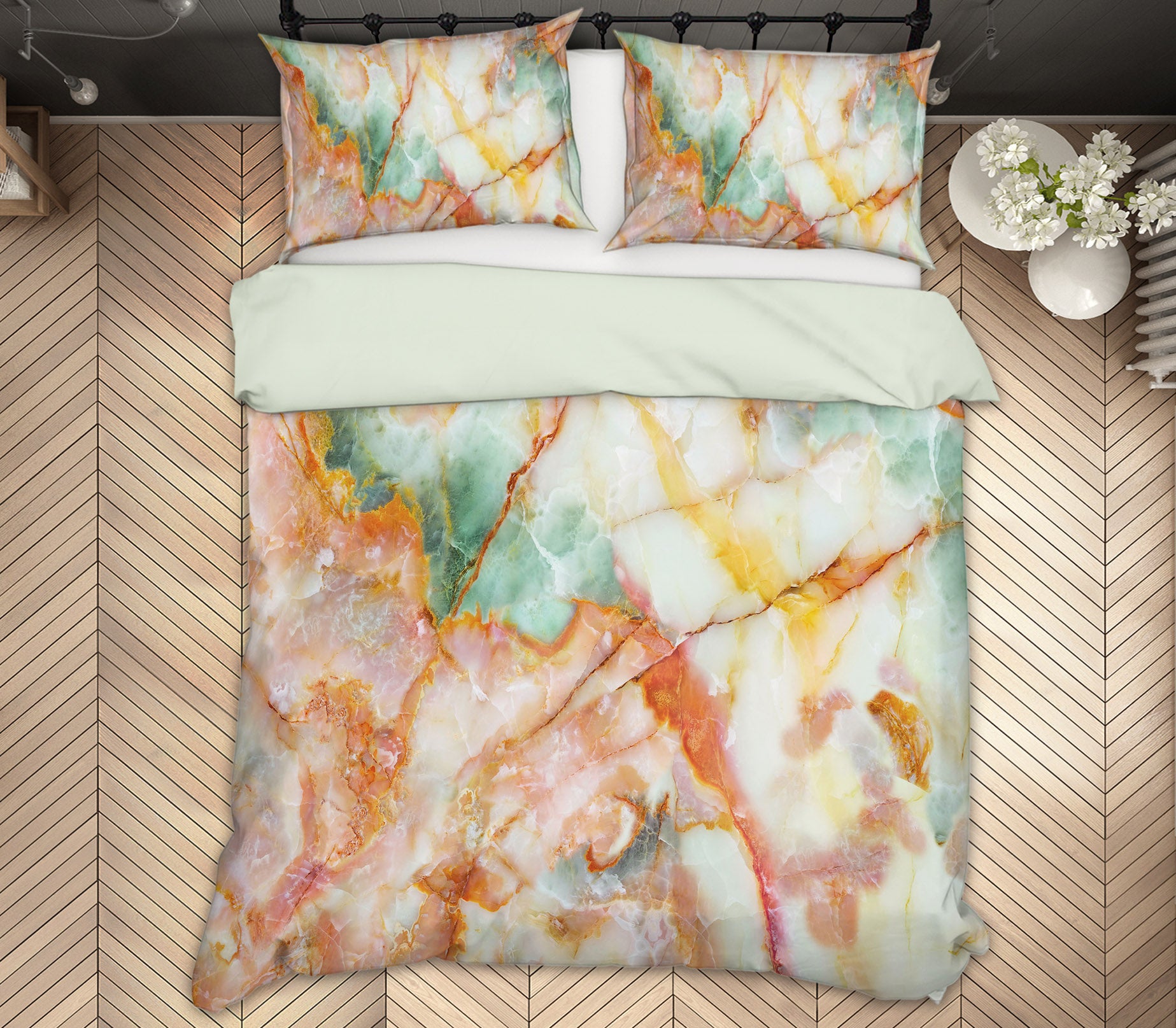3D Multicolored Marble 16020 Bed Pillowcases Quilt