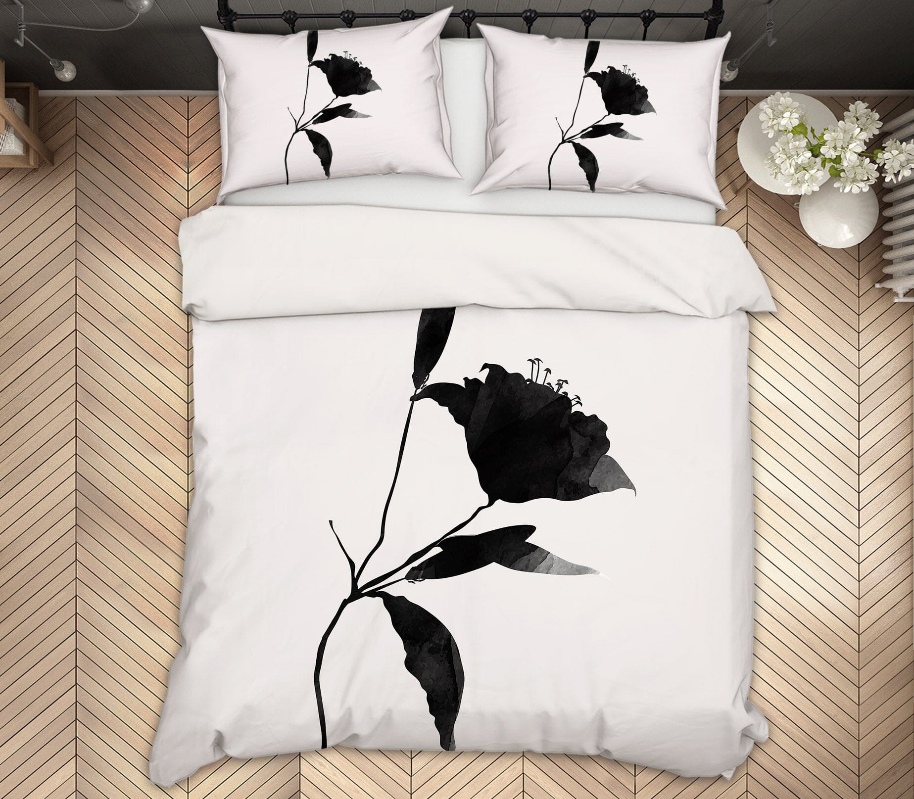 3D Black Flower 190 Boris Draschoff Bedding Bed Pillowcases Quilt Quiet Covers AJ Creativity Home