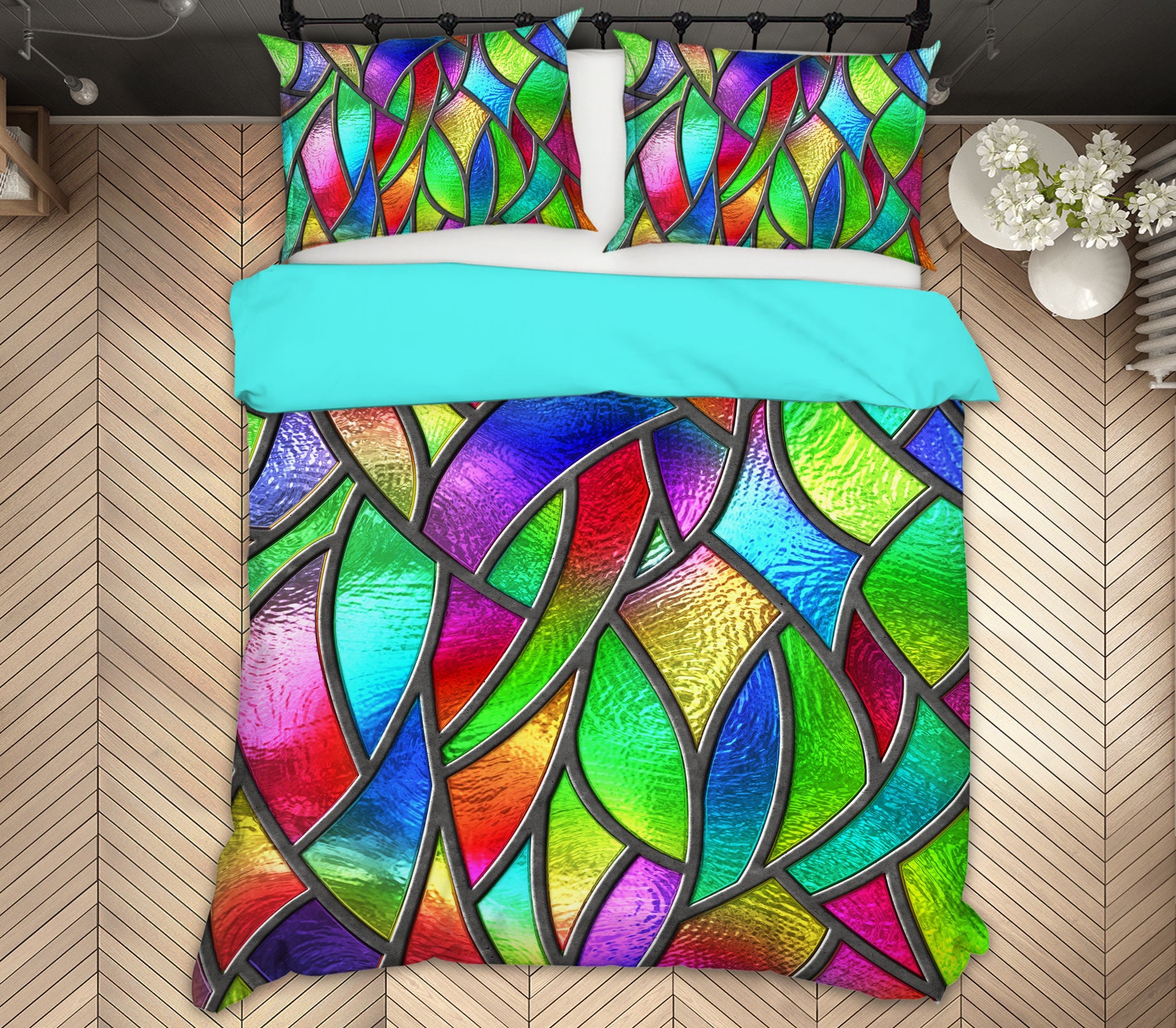 3D Color Pieces 14063 Bed Pillowcases Quilt