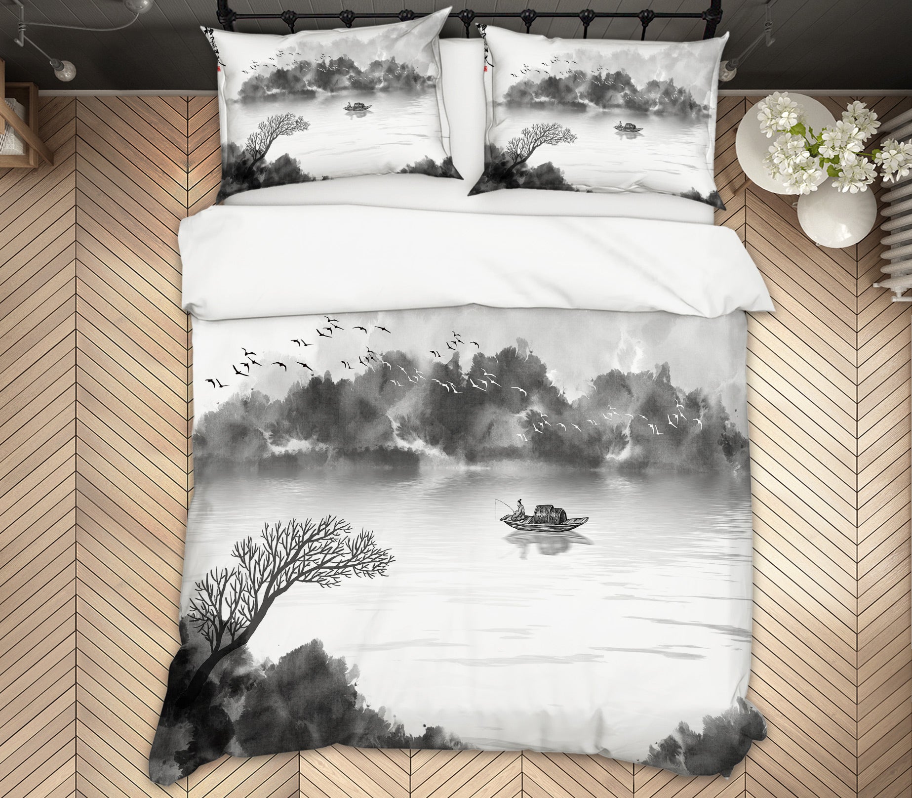 3D River Ferry 13082 Bed Pillowcases Quilt