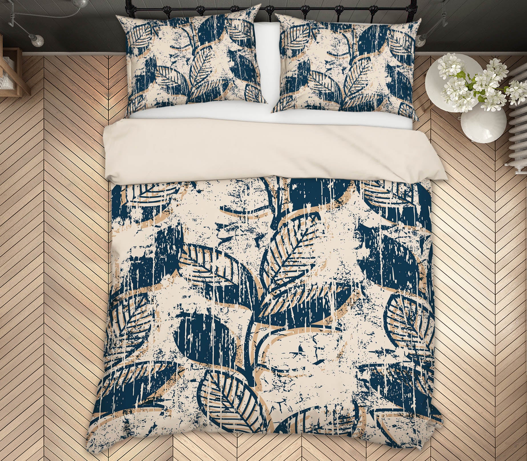3D Black Leaves 61081 Bed Pillowcases Quilt