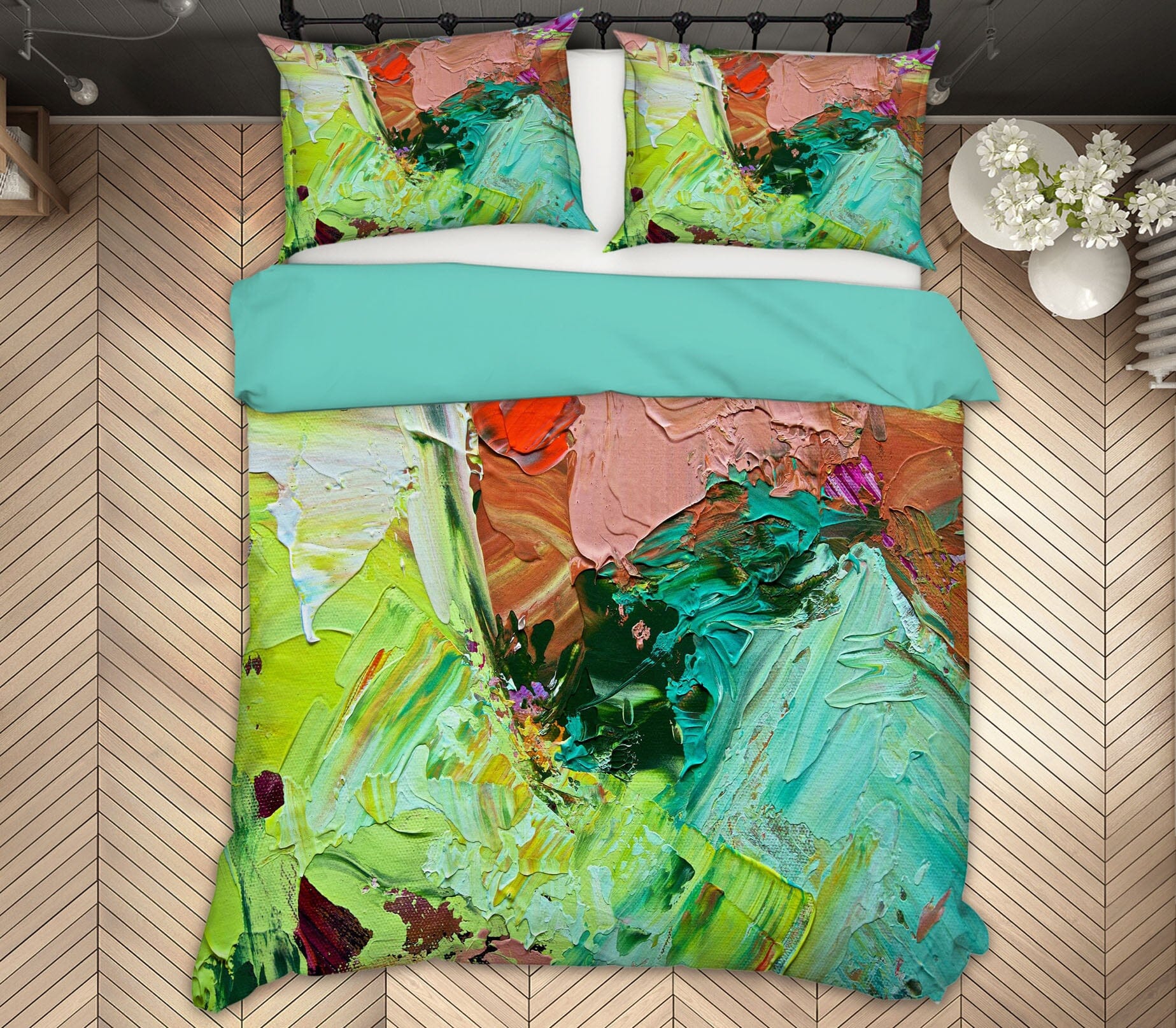 3D Green Paint 1080 Allan P. Friedlander Bedding Bed Pillowcases Quilt Quiet Covers AJ Creativity Home