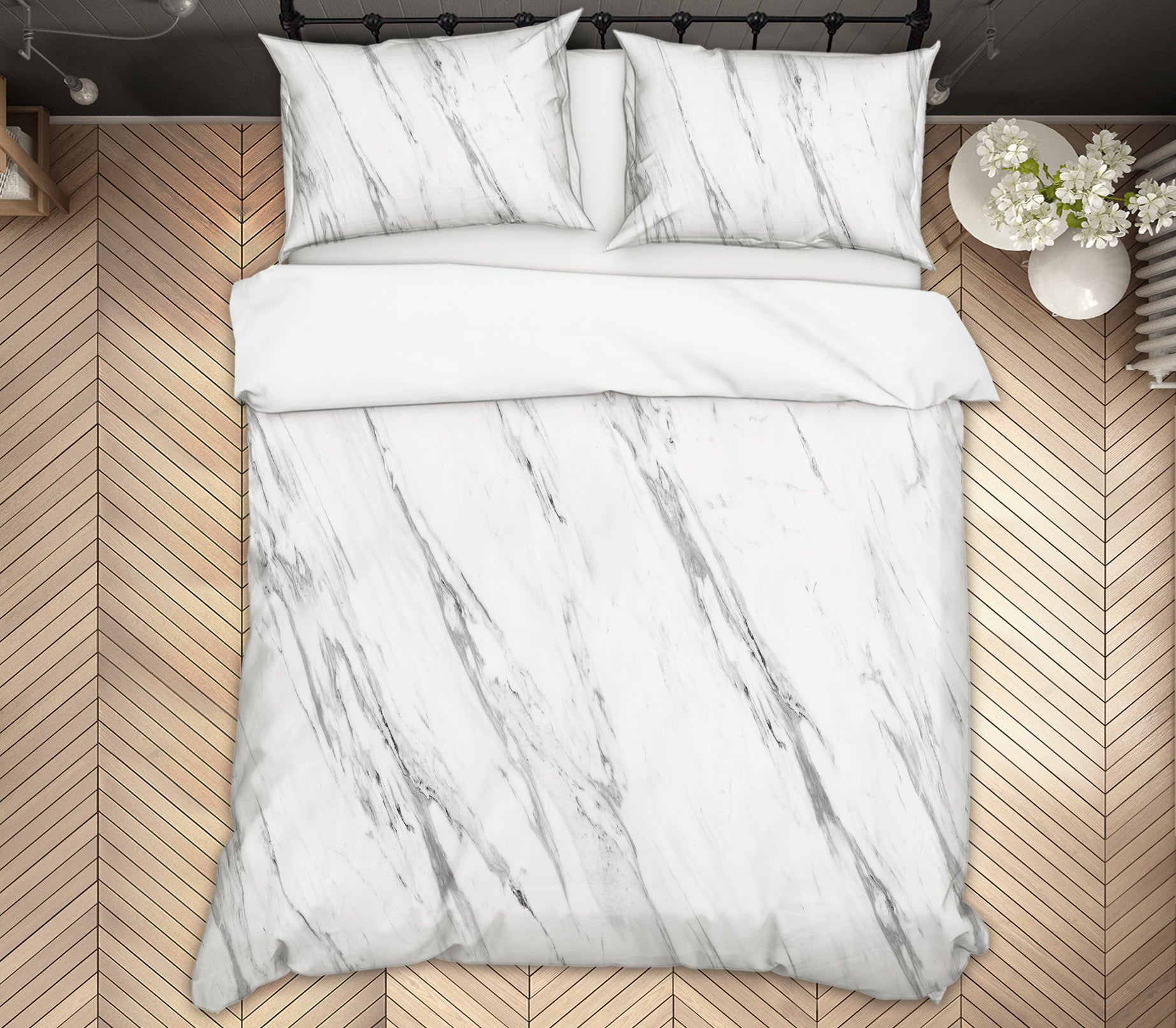 3D White Marble Pattern 16003 Bed Pillowcases Quilt