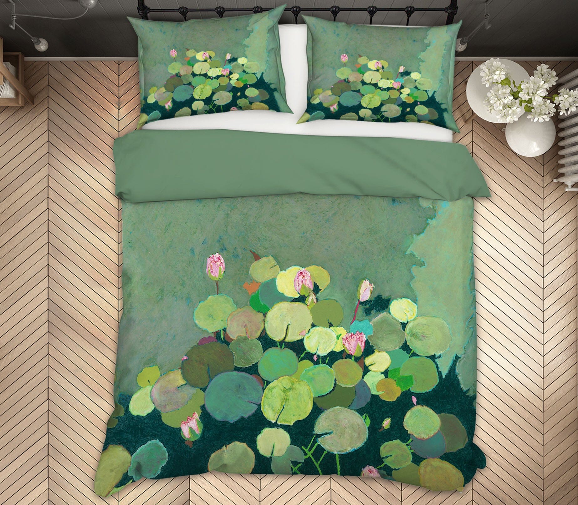 3D Lotus Leaf Pond 1155 Allan P. Friedlander Bedding Bed Pillowcases Quilt Quiet Covers AJ Creativity Home