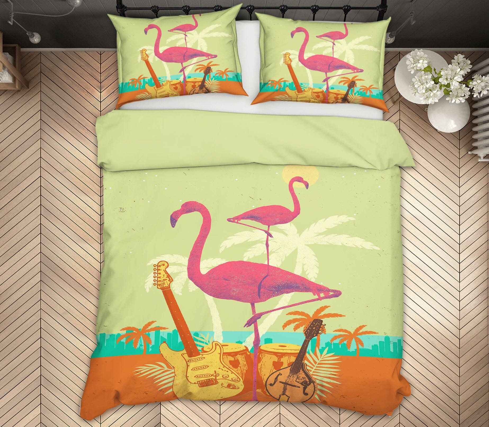 3D Flamingo Flock 2117 Showdeer Bedding Bed Pillowcases Quilt Quiet Covers AJ Creativity Home