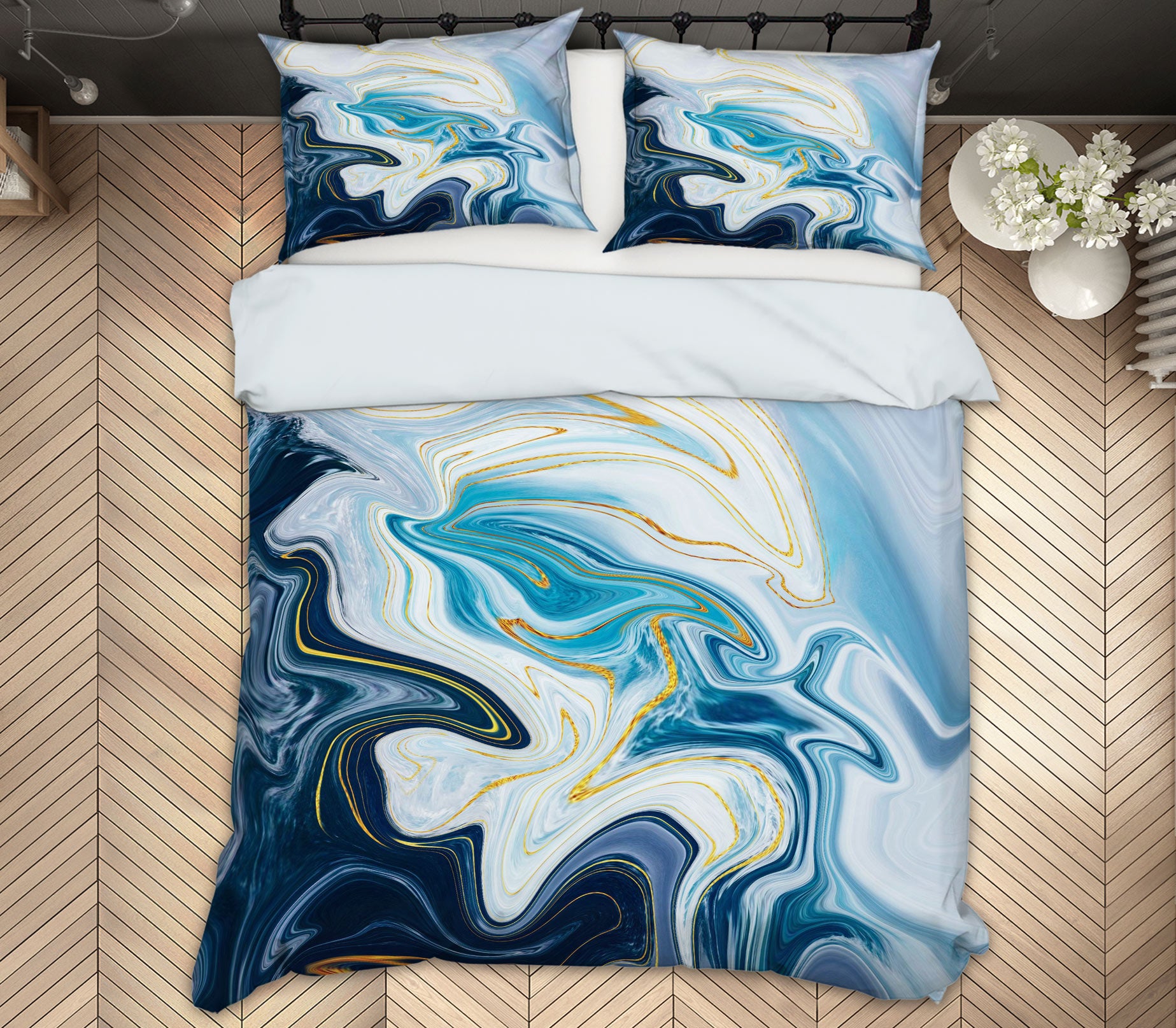 3D Blue Texture 16154 Bed Pillowcases Quilt