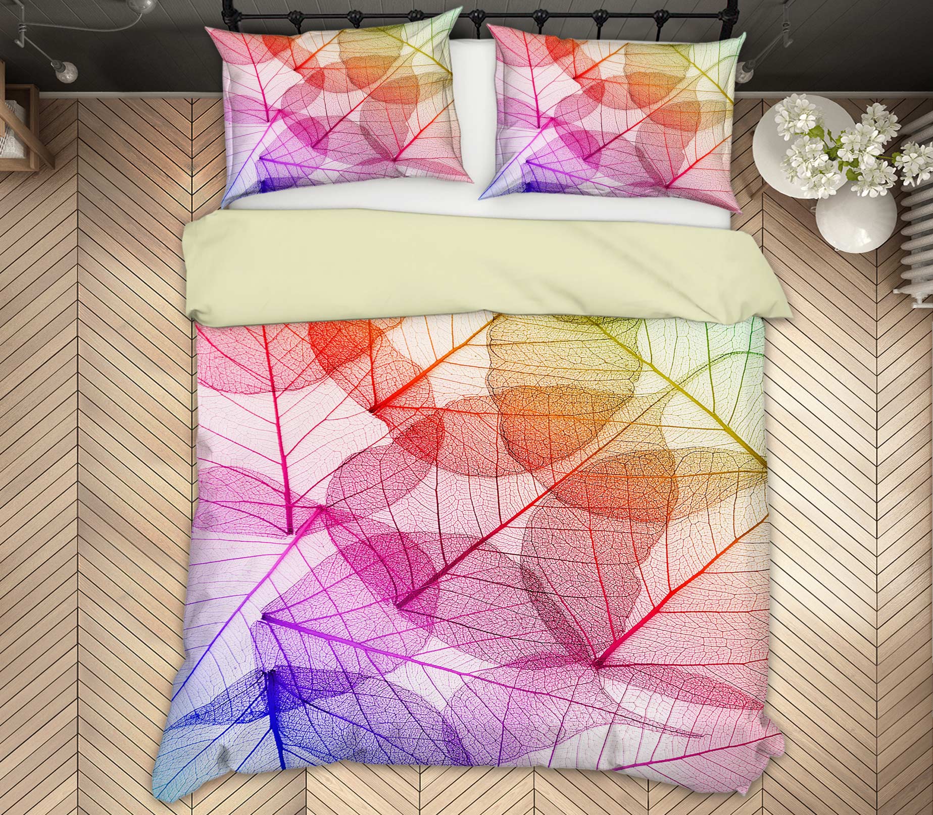 3D Fuchsia Leaf Veins 13190 Bed Pillowcases Quilt