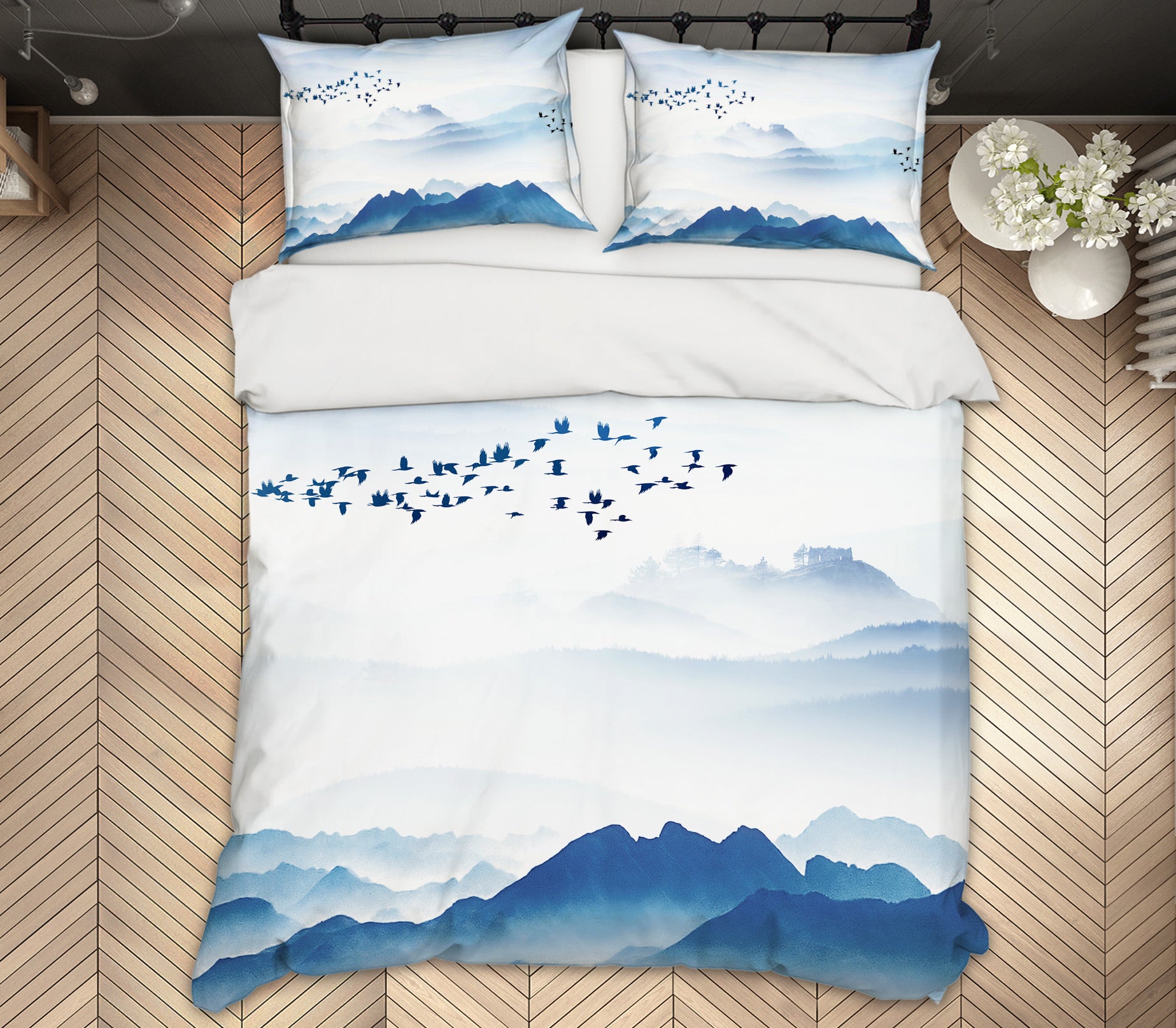 3D Mountain Bird 12091 Bed Pillowcases Quilt