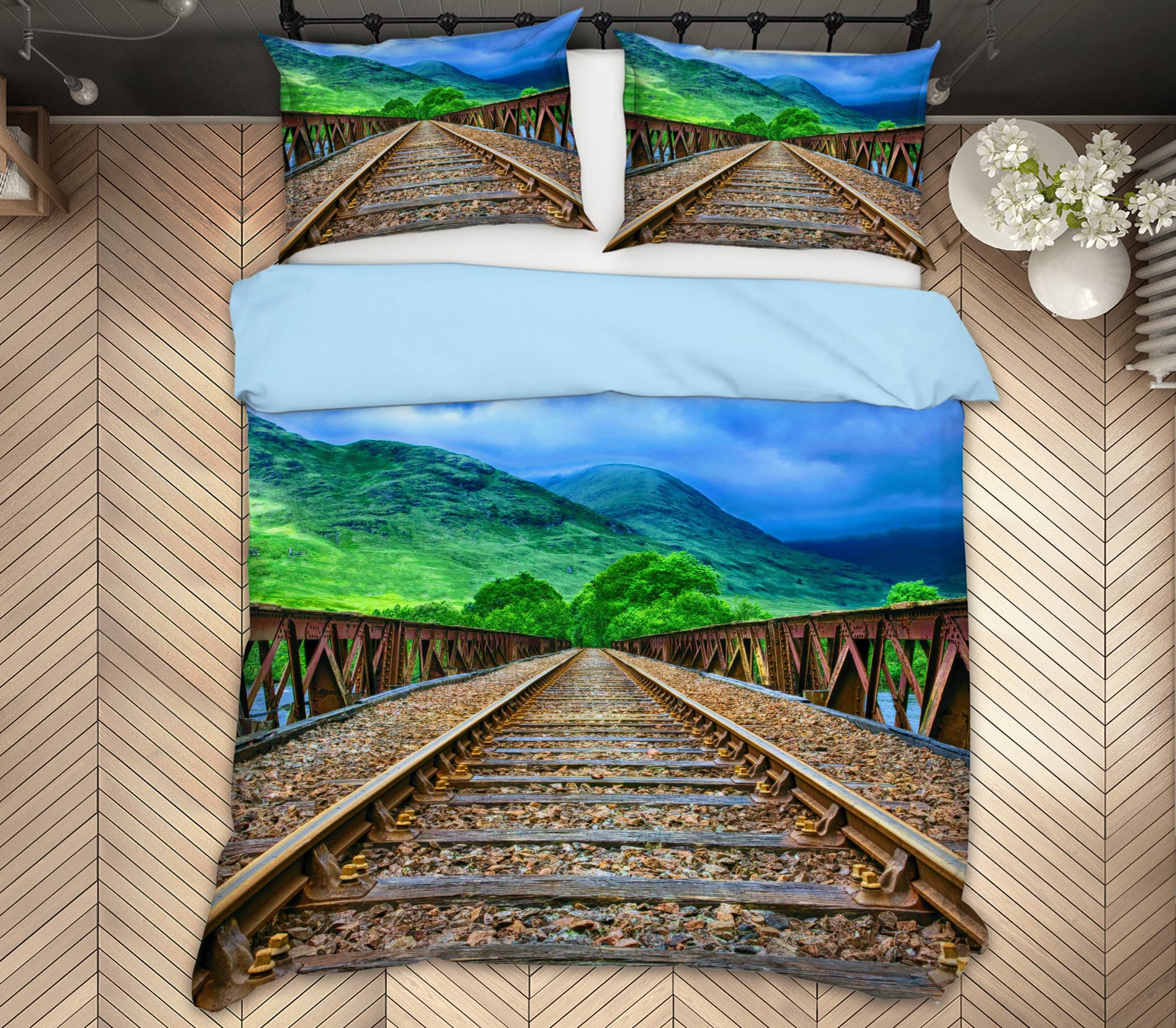 3D Railway Track 12229 Bed Pillowcases Quilt