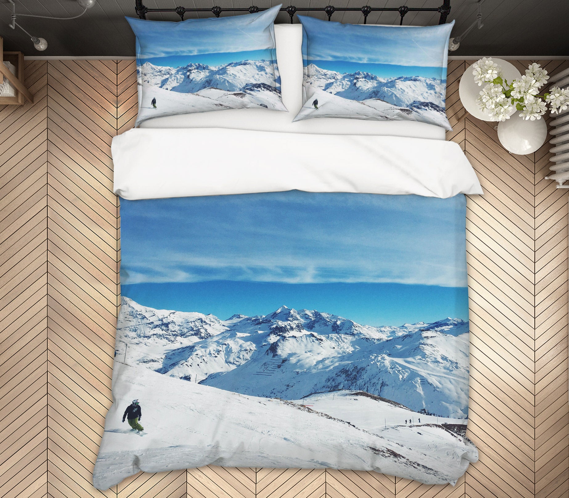3D Snow Mountain Skiing 14100 Bed Pillowcases Quilt