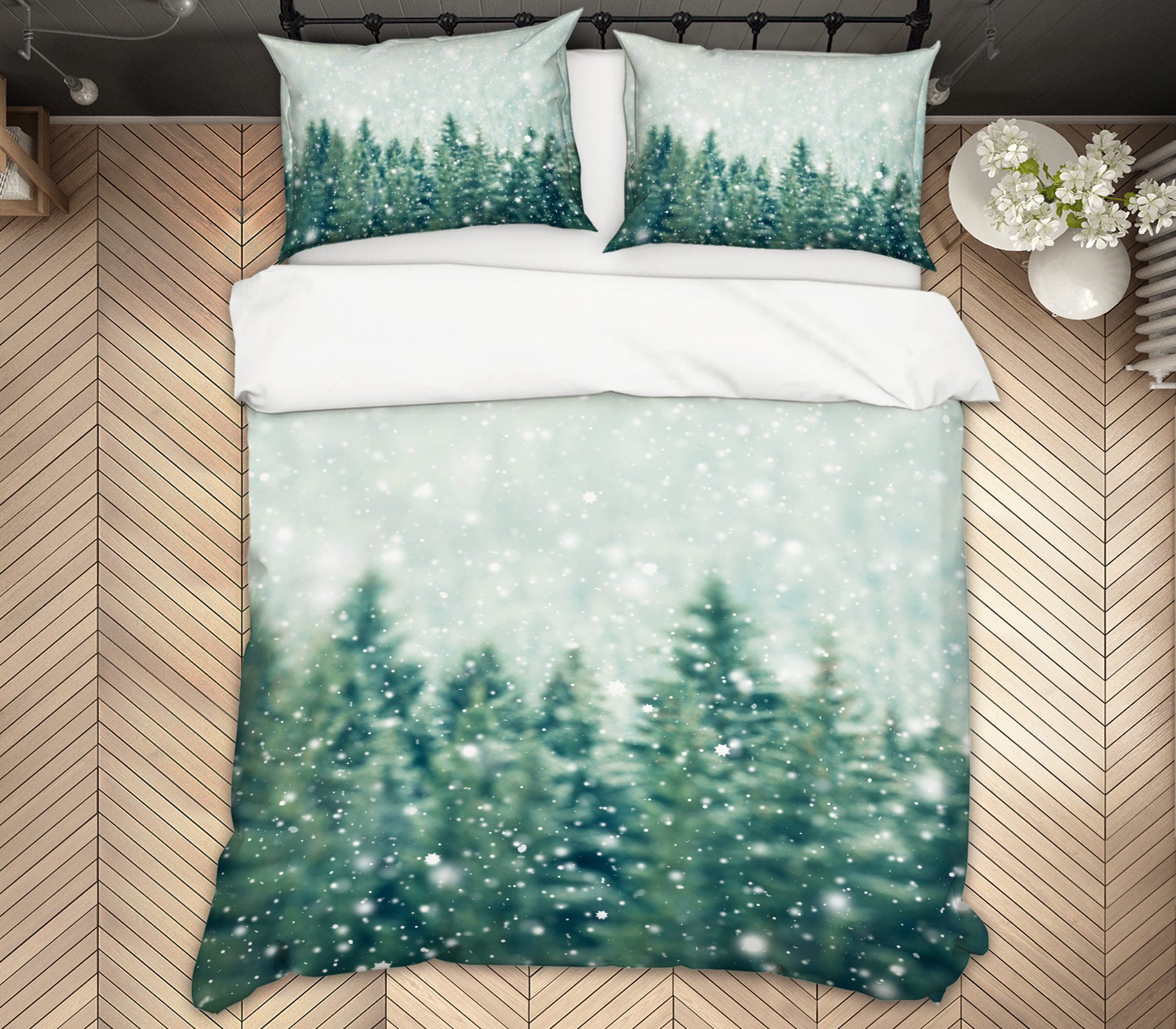 3D Snowflake 13176 Bed Pillowcases Quilt