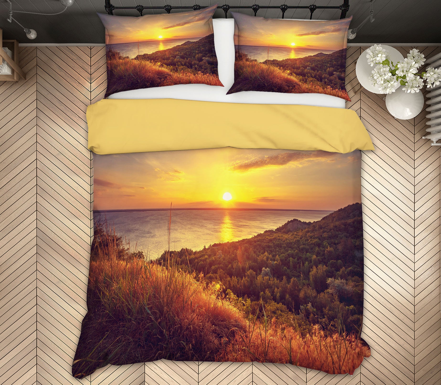 3D Mountain Forest 59148 Bed Pillowcases Quilt