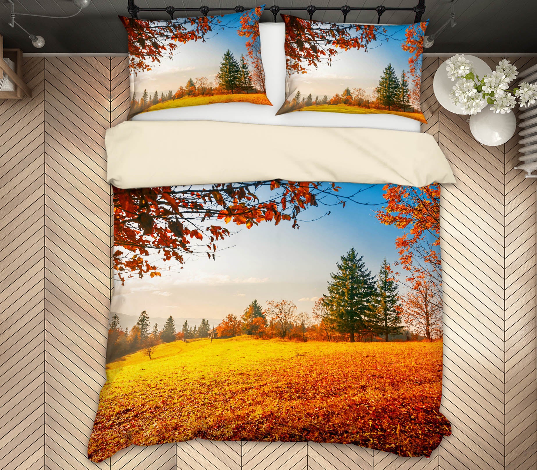 3D Yellow Lawn Tree 61135 Bed Pillowcases Quilt