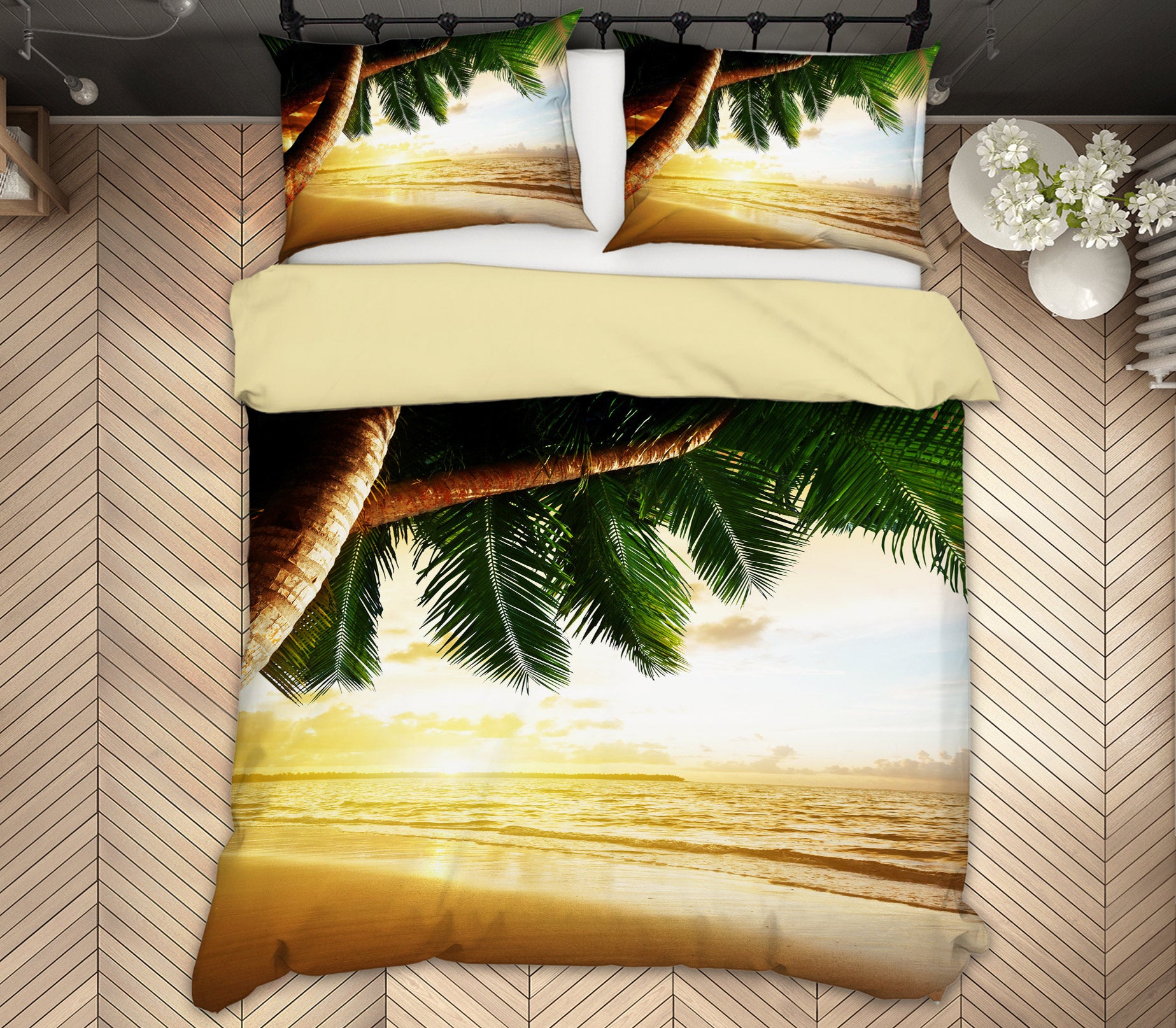 3D Seaside Coconut Tree 12190 Bed Pillowcases Quilt