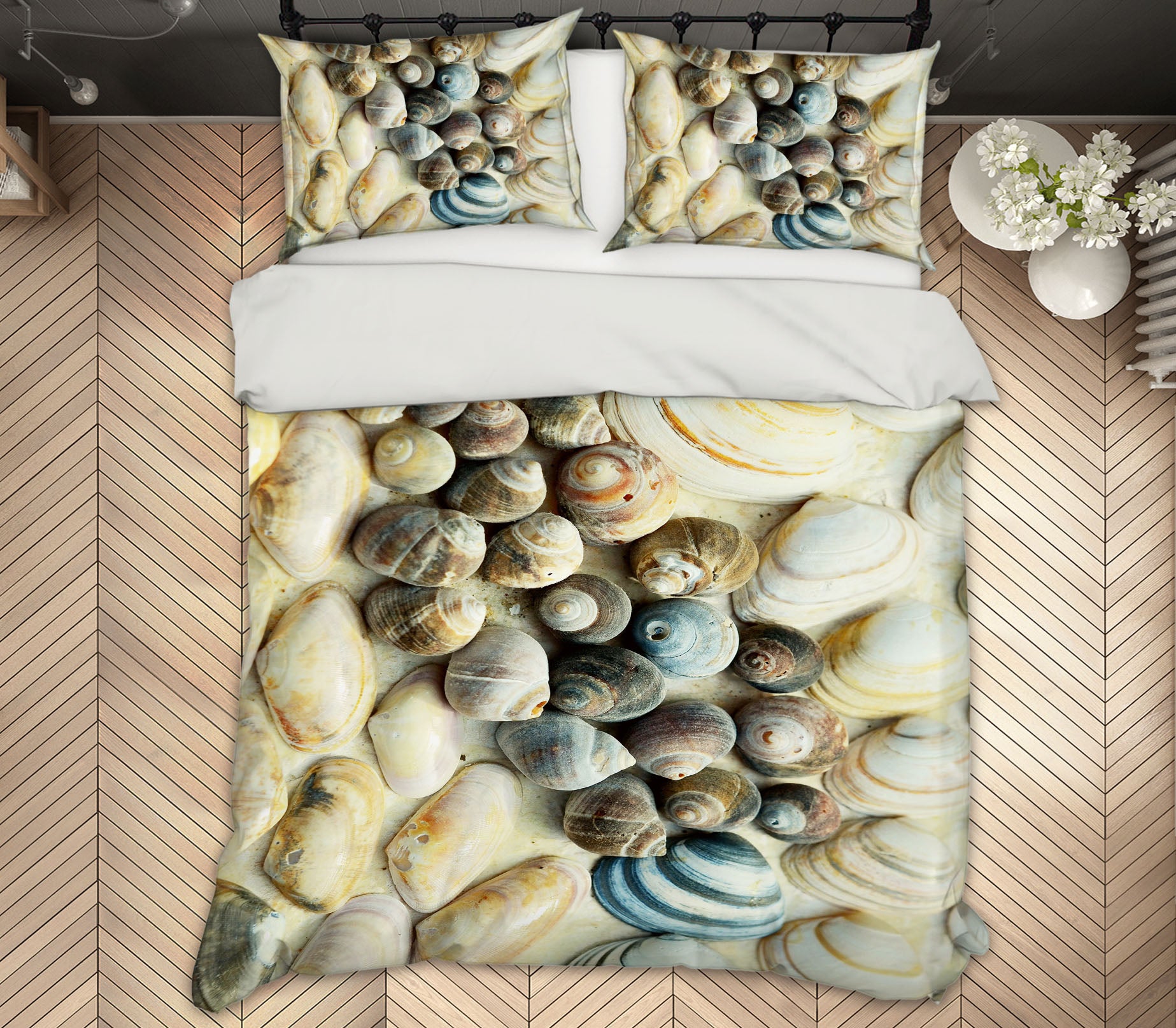 3D Shell 12145 Bed Pillowcases Quilt