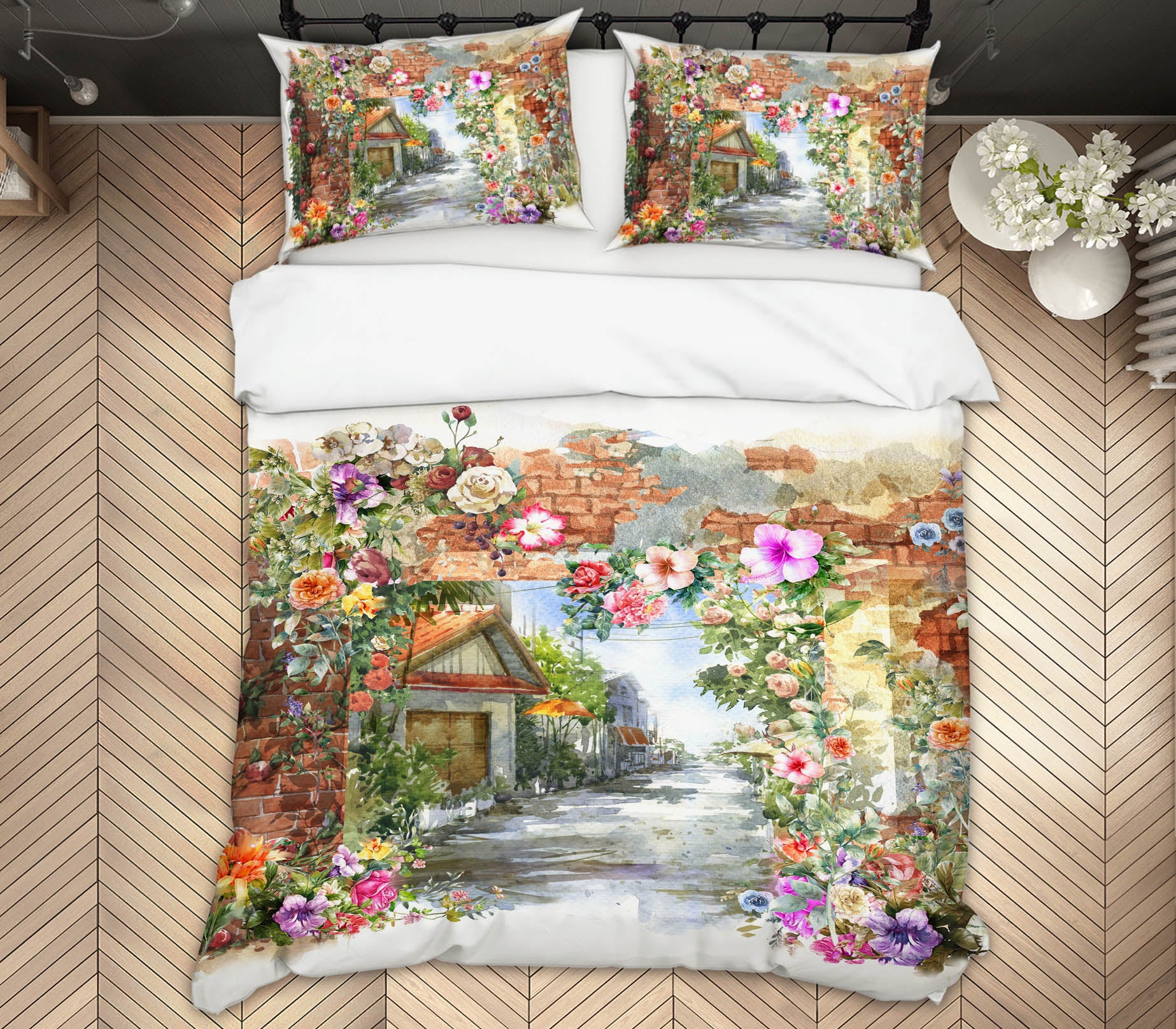 3D House Flowers 60143 Bed Pillowcases Quilt