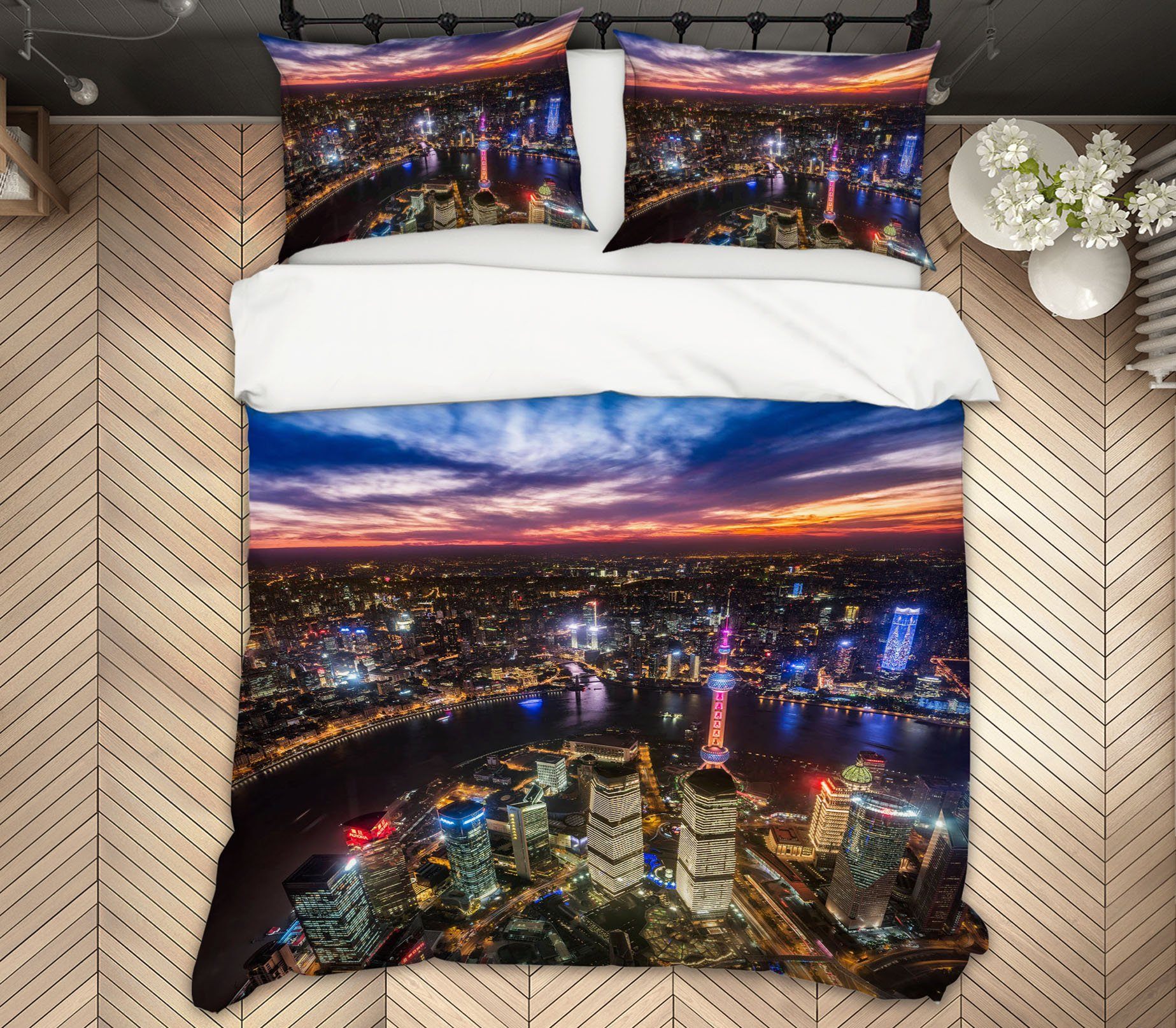 3D Aerial Night Scene 2146 Marco Carmassi Bedding Bed Pillowcases Quilt Quiet Covers AJ Creativity Home