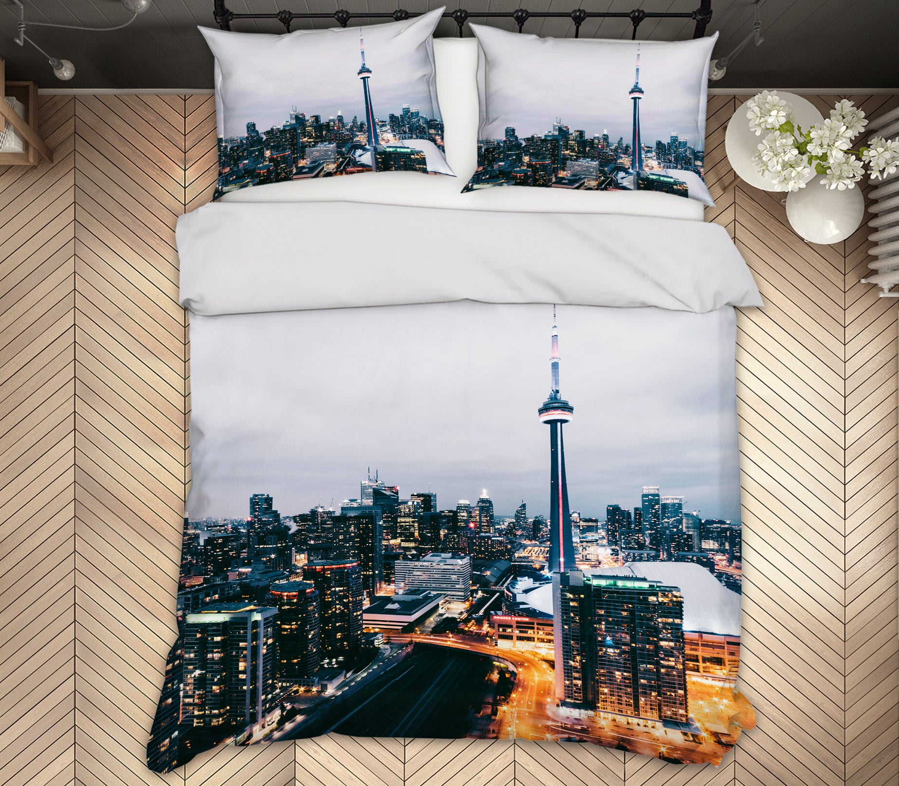 3D City House 12219 Bed Pillowcases Quilt