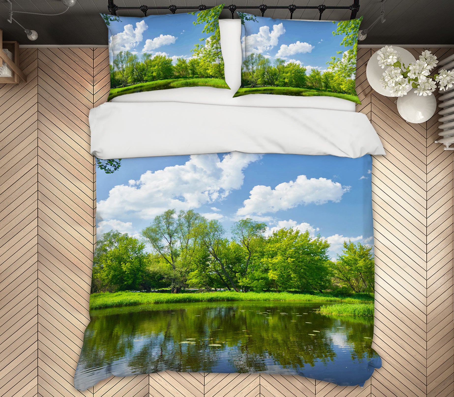 3D Forest Reflection 13044 Bed Pillowcases Quilt
