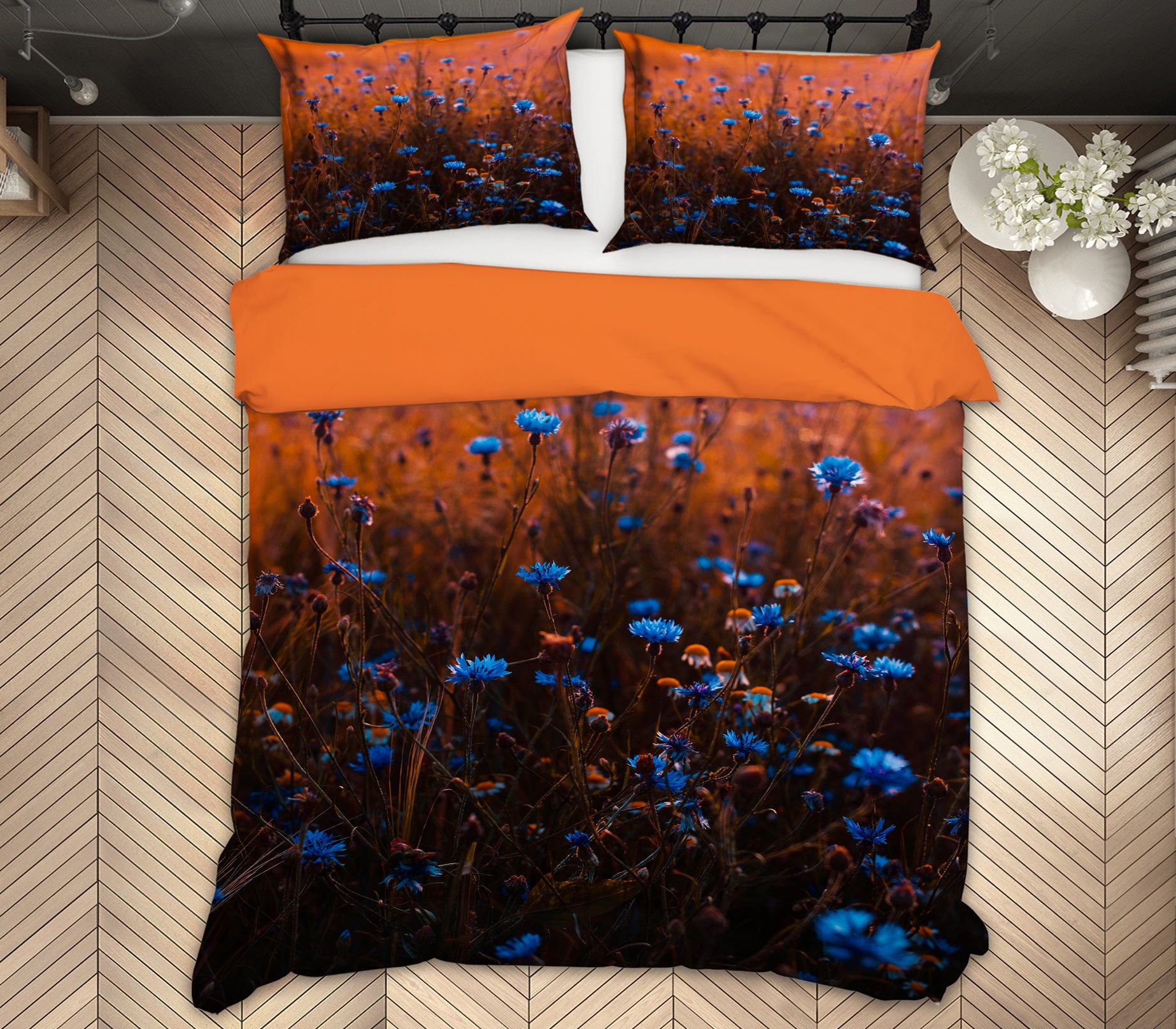 3D Blue Flower 12225 Bed Pillowcases Quilt