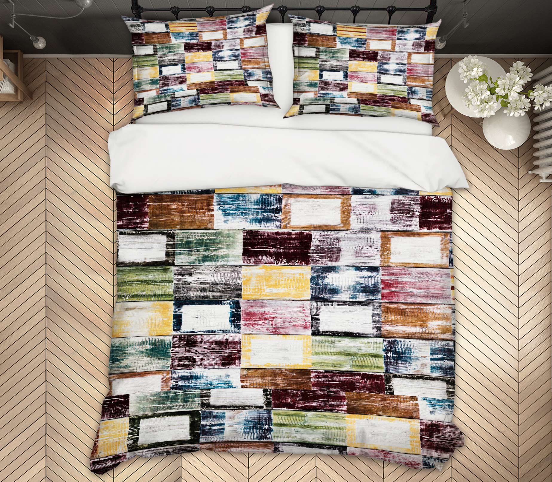 3D Square Pattern 59194 Bed Pillowcases Quilt