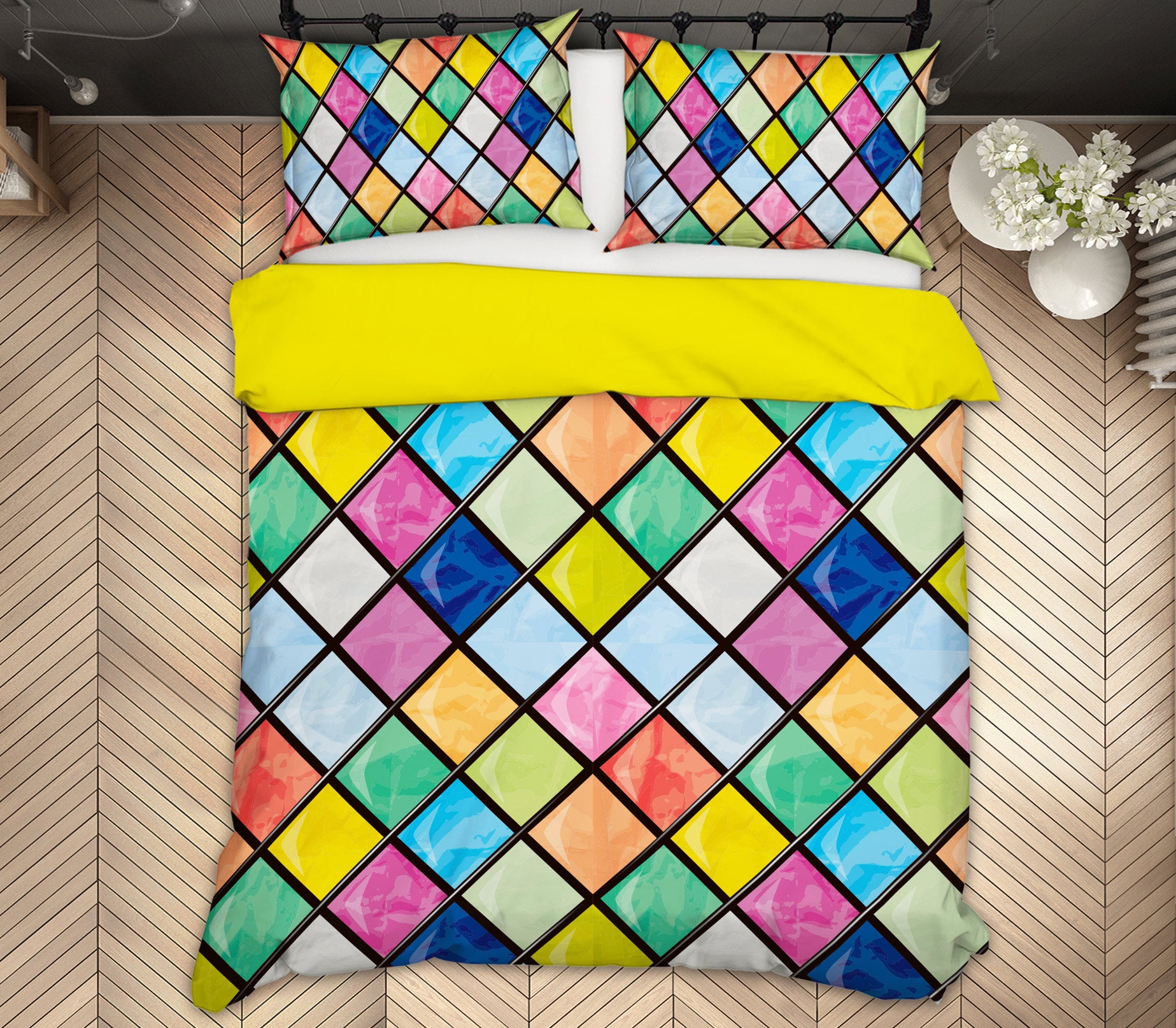 3D Color Rhombus 13188 Bed Pillowcases Quilt