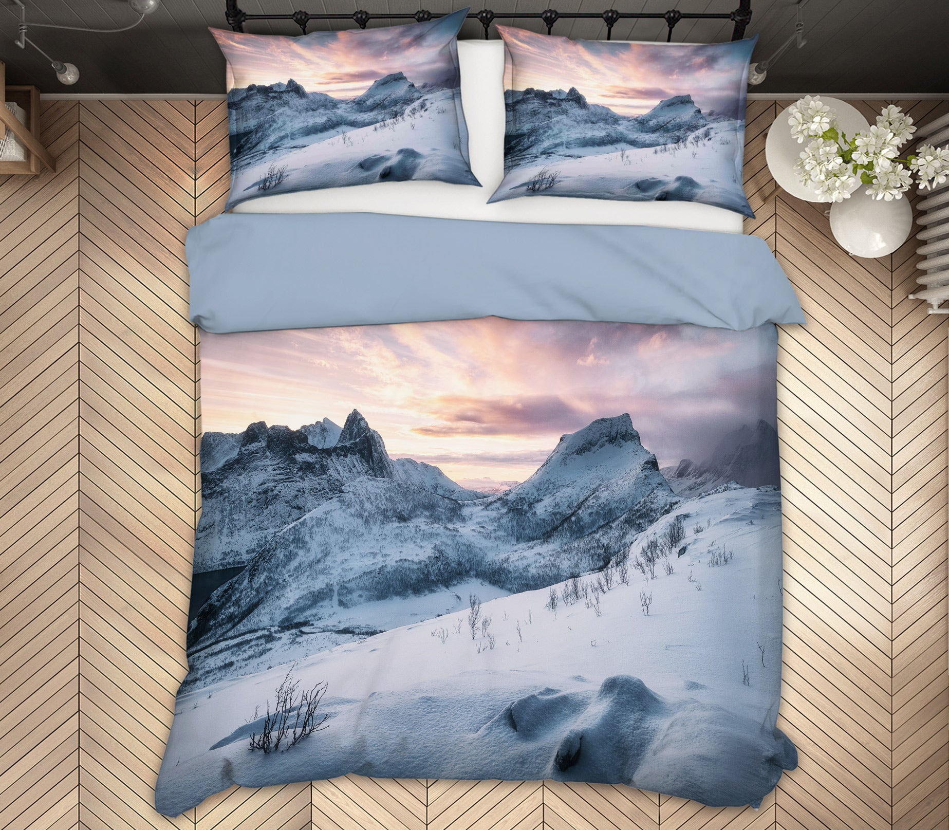 3D Snow Mountain 59151 Bed Pillowcases Quilt