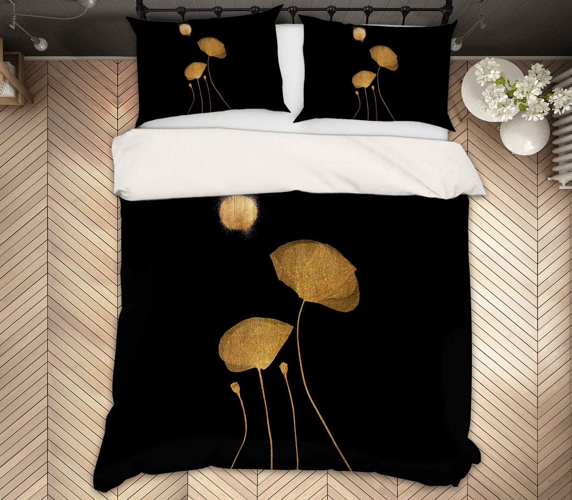 3D Golden Lotus Leaf 185 Boris Draschoff Bedding Bed Pillowcases Quilt Quiet Covers AJ Creativity Home
