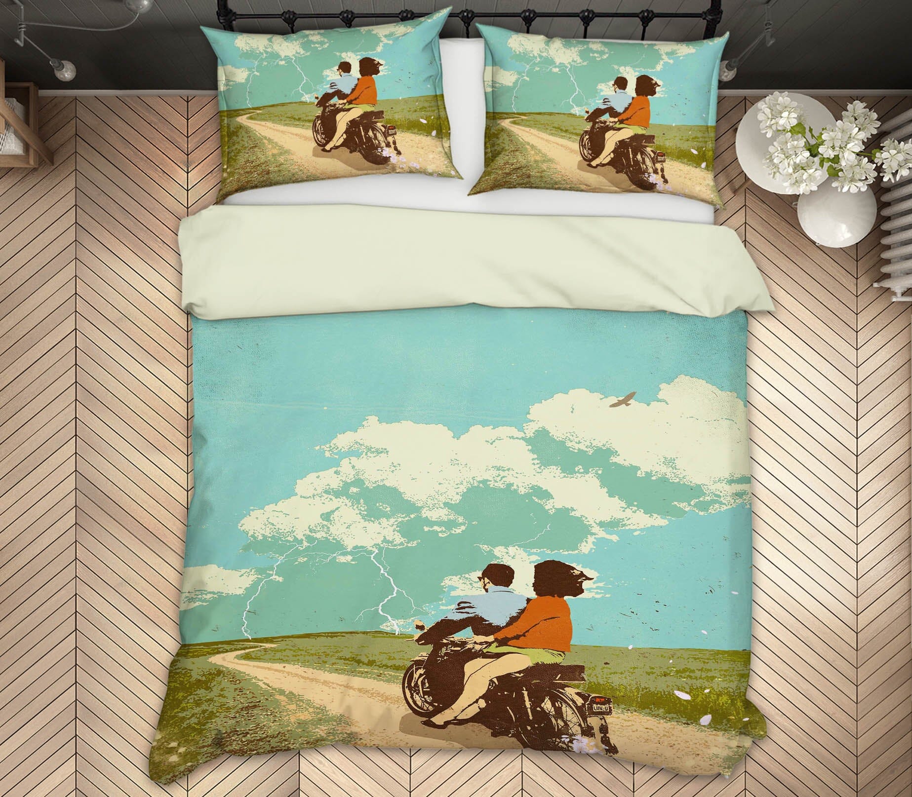 3D Motorcycle Travel 2115 Showdeer Bedding Bed Pillowcases Quilt Quiet Covers AJ Creativity Home