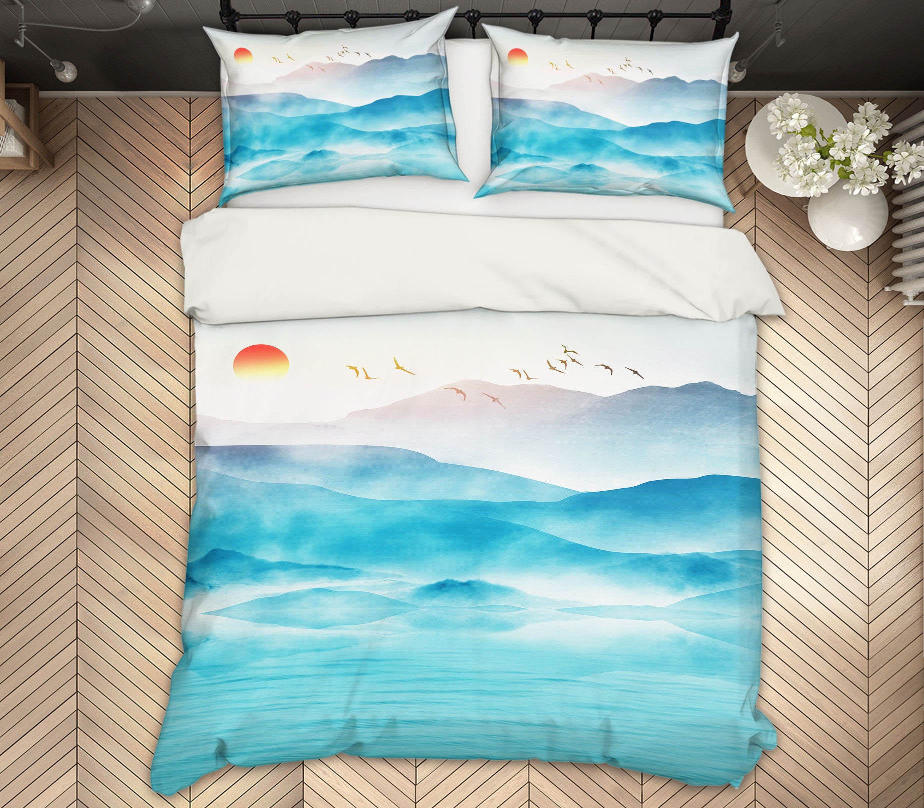3D Mountain River 13068 Bed Pillowcases Quilt