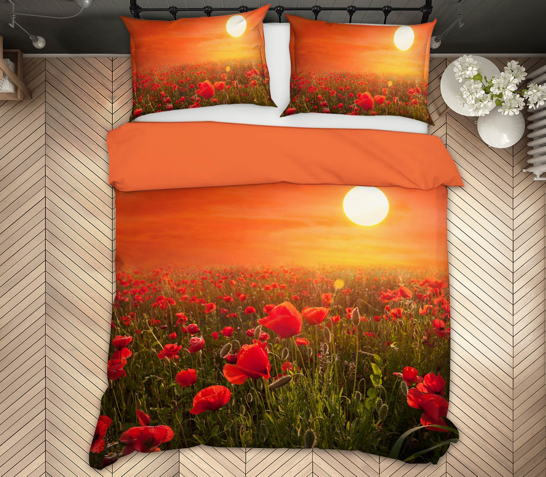 3D Sunset Flower Field 075 Marco Carmassi Bedding Bed Pillowcases Quilt