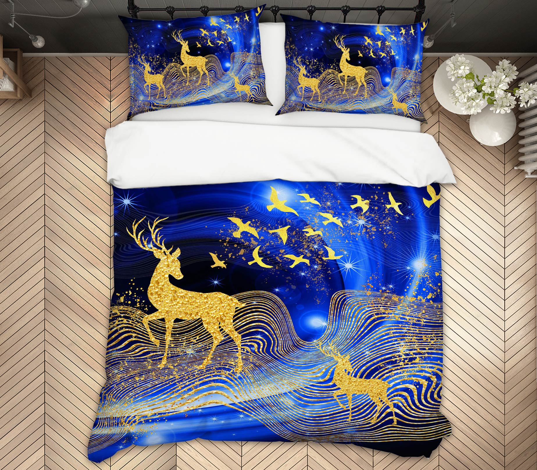 3D Golden Deer 13062 Bed Pillowcases Quilt
