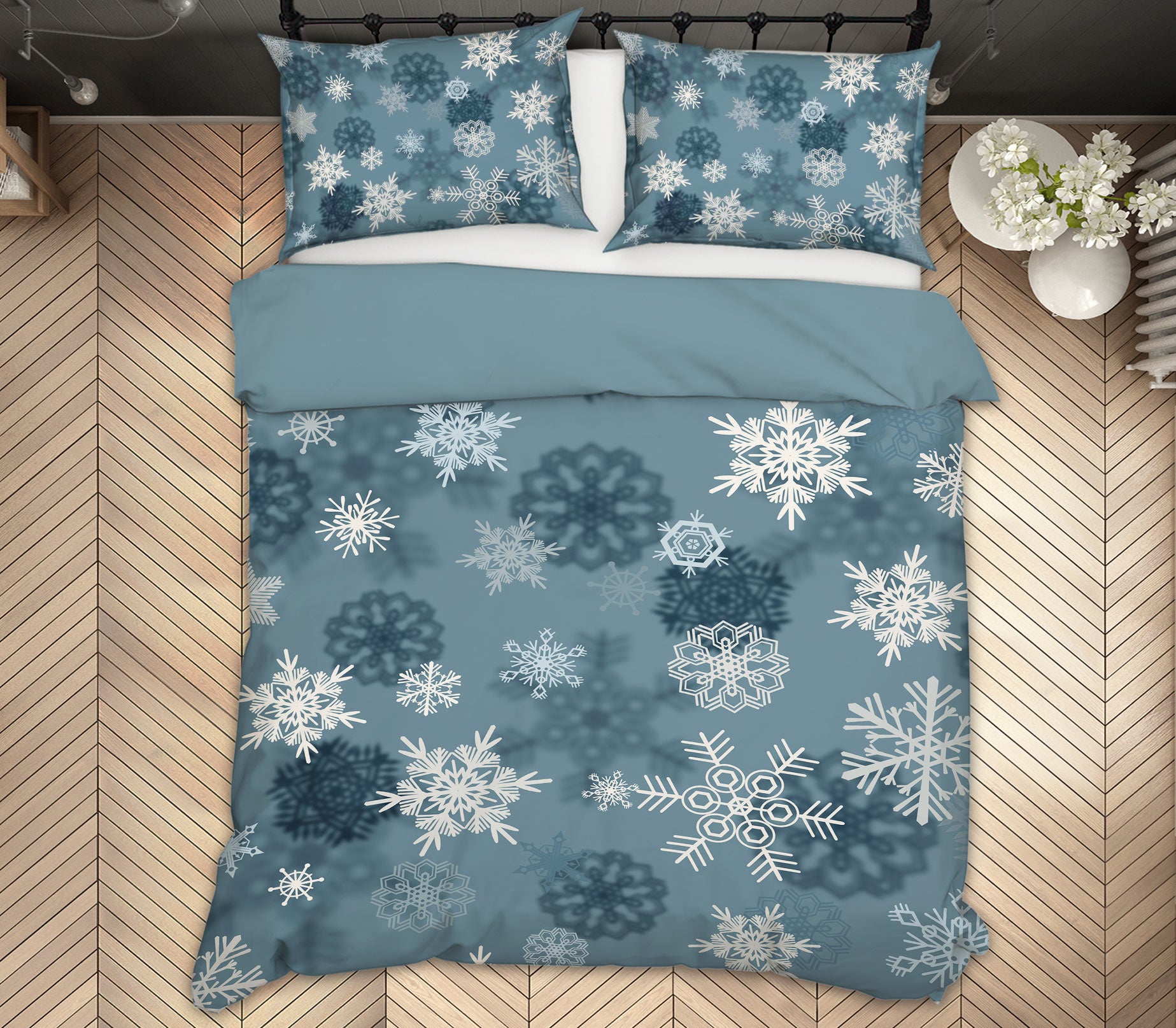 3D Snowflake 14021 Bed Pillowcases Quilt