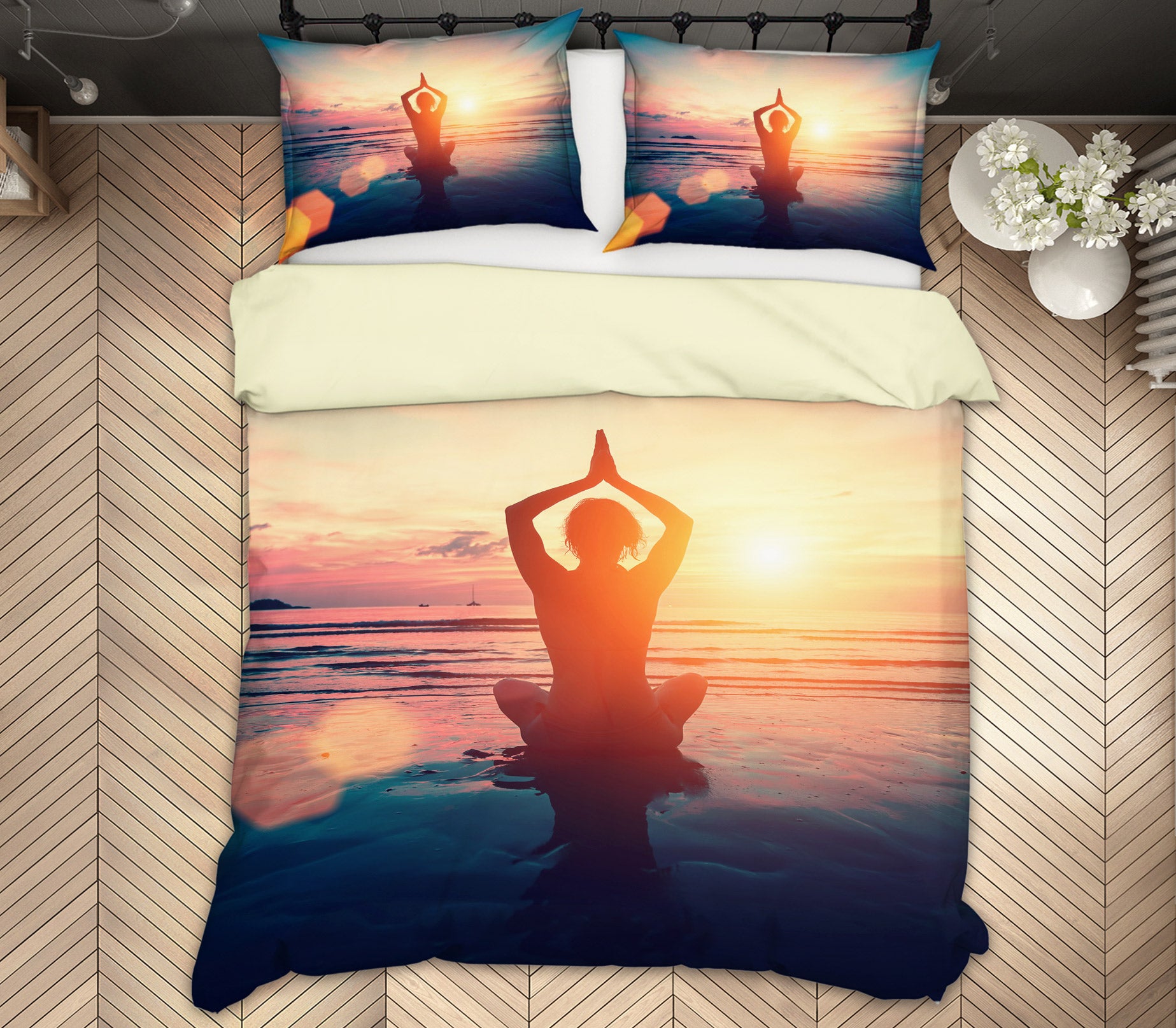 3D Yoga 14161 Bed Pillowcases Quilt