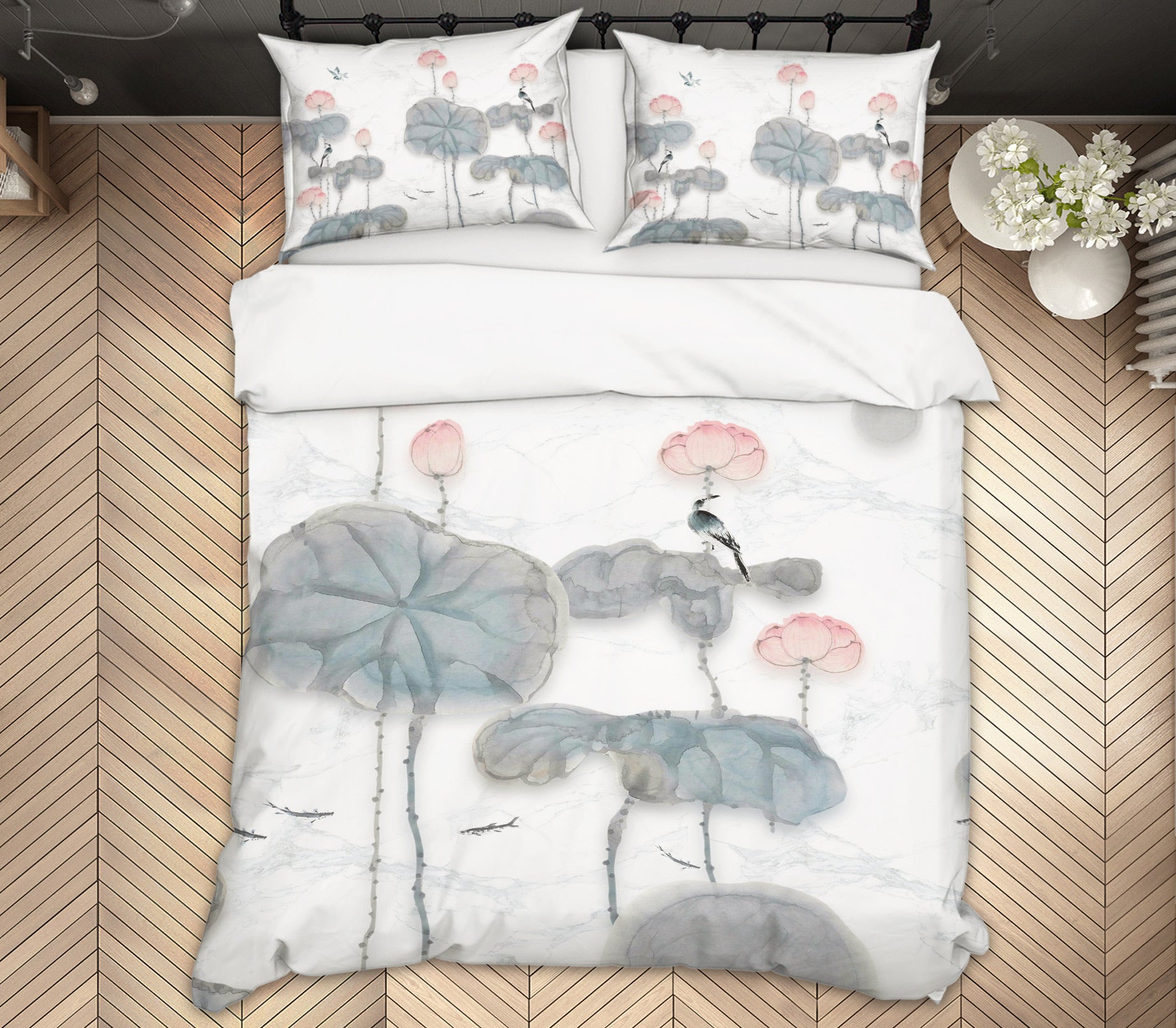 3D Lotus 13065 Bed Pillowcases Quilt