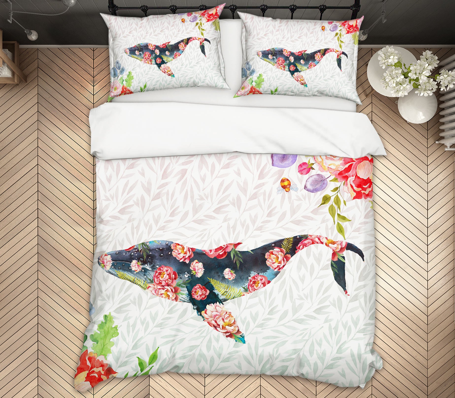 3D Flowers Whale 13118 Bed Pillowcases Quilt