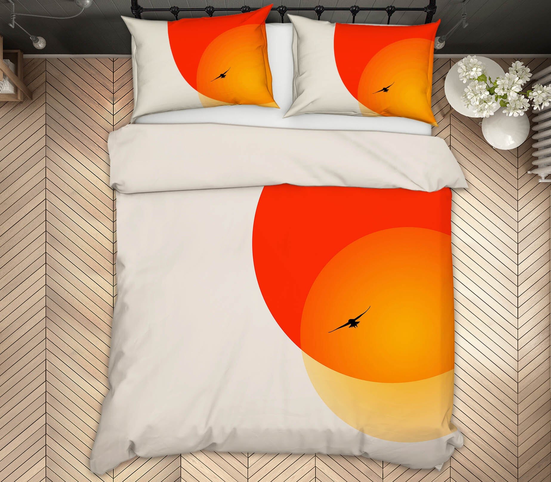 3D Red Sun Bird 151 Boris Draschoff Bedding Bed Pillowcases Quilt Quiet Covers AJ Creativity Home